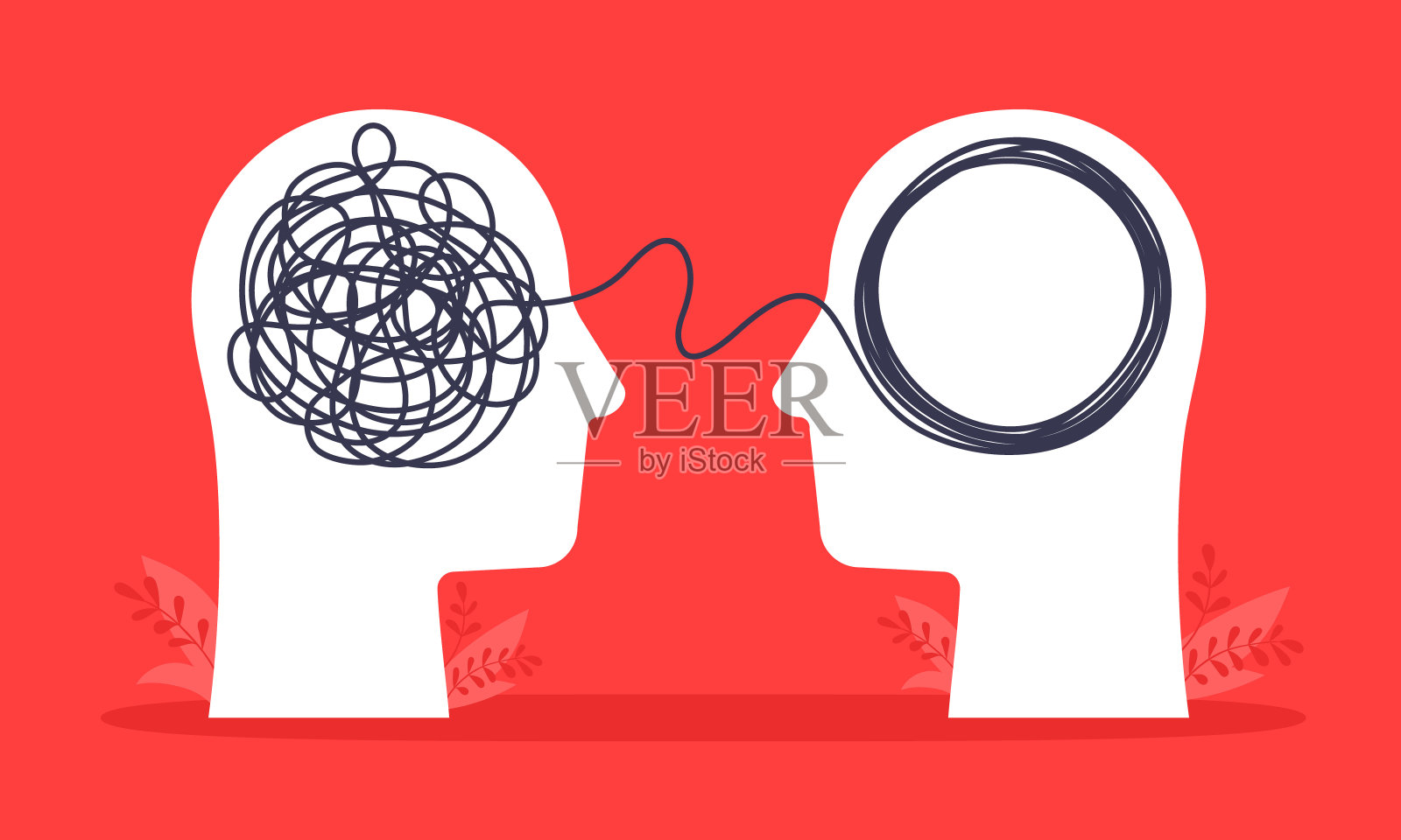 心理咨询或头脑风暴解决心理问题的概念。插画图片素材