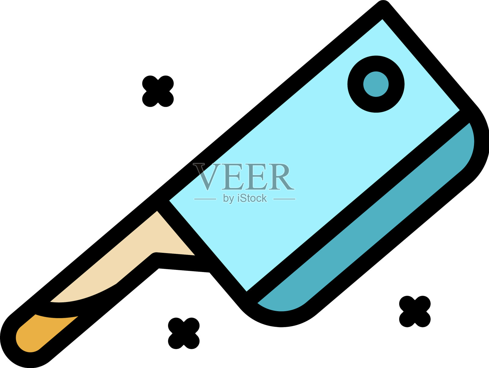 餐厅肉刀图标颜色轮廓插画图片素材