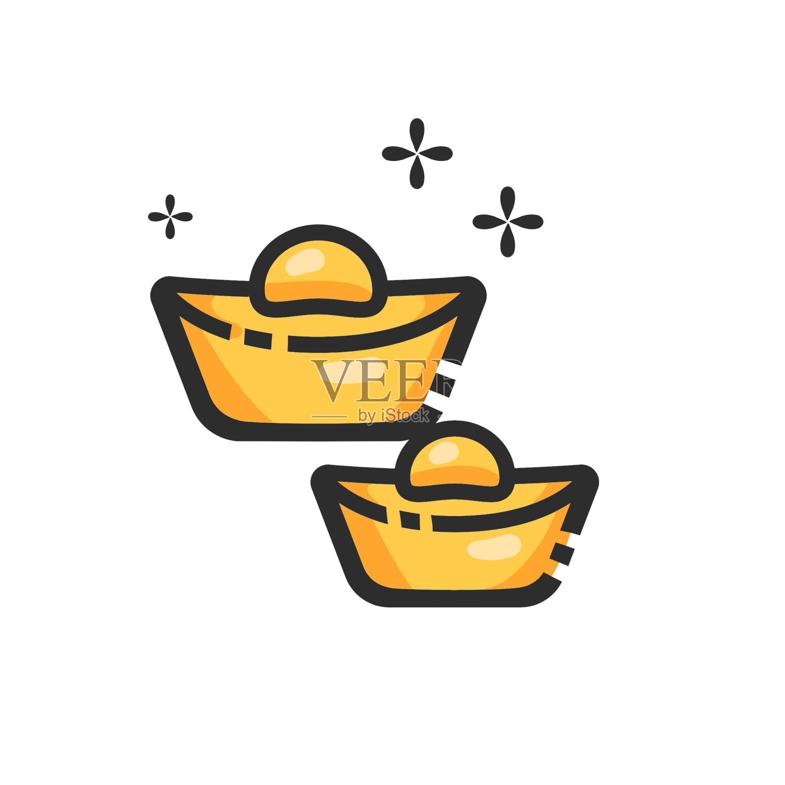 黄色线条元宝设计元素图片