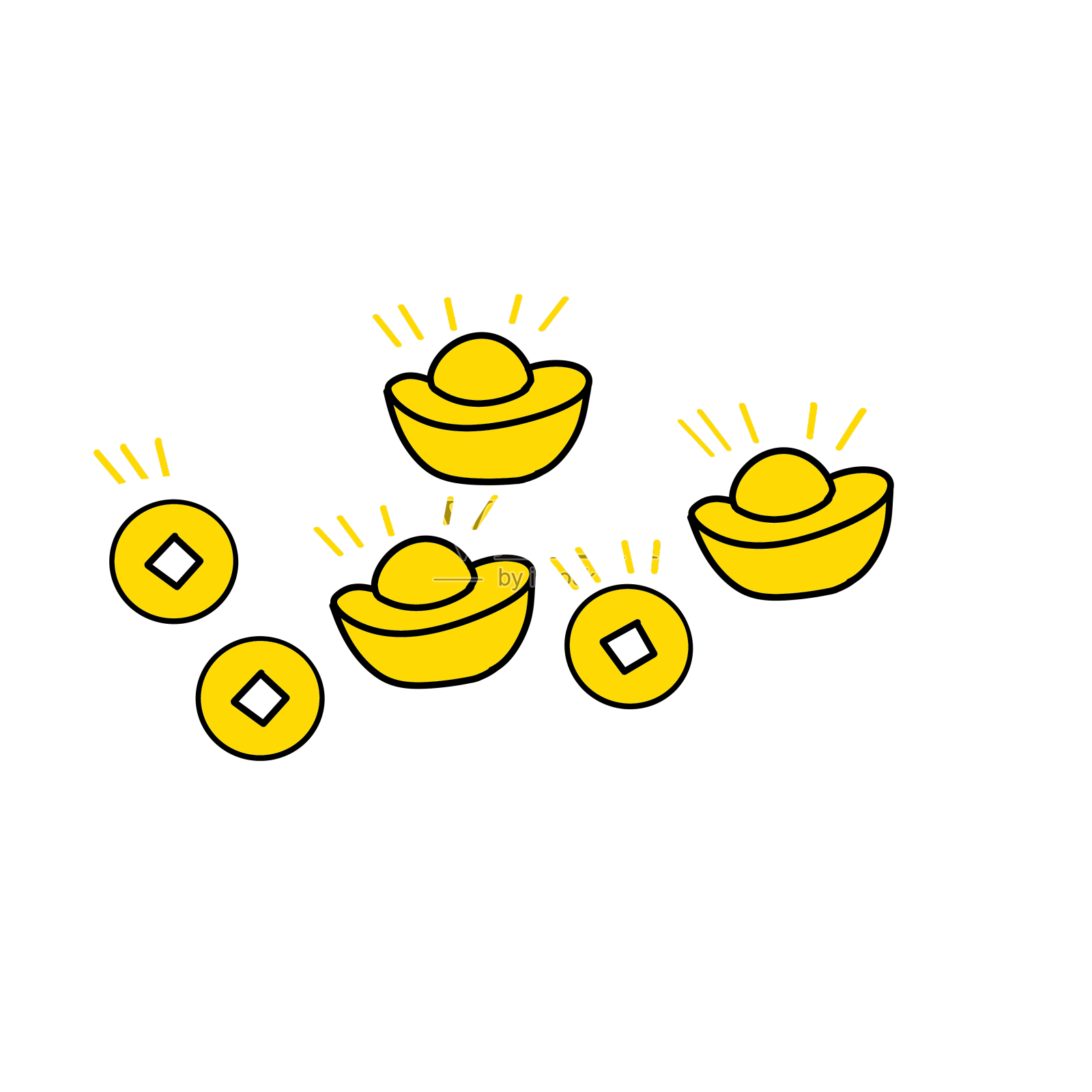 金色简笔画元宝设计元素图片