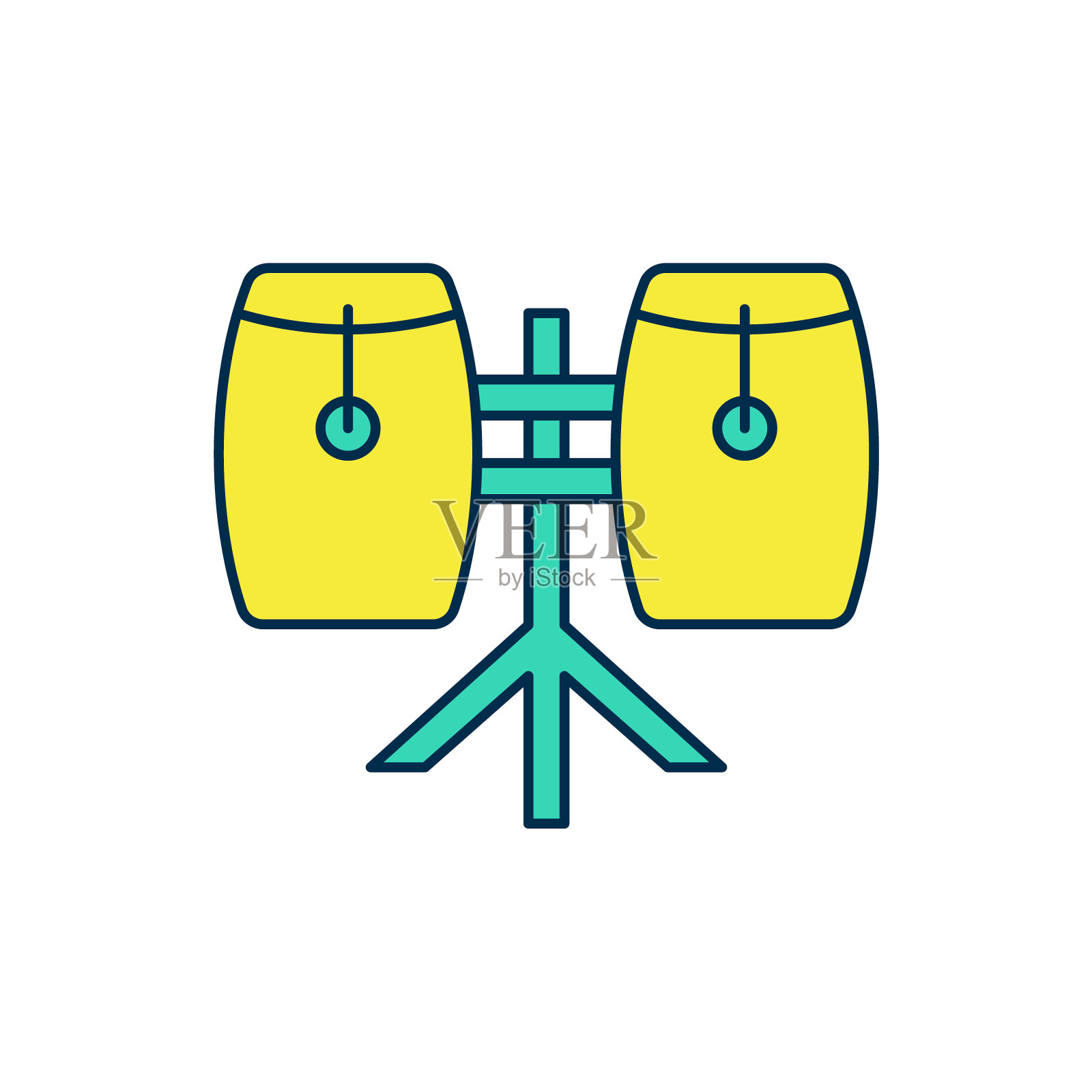 填充轮廓康加鼓图标孤立在白色背景。乐器。向量插画图片素材