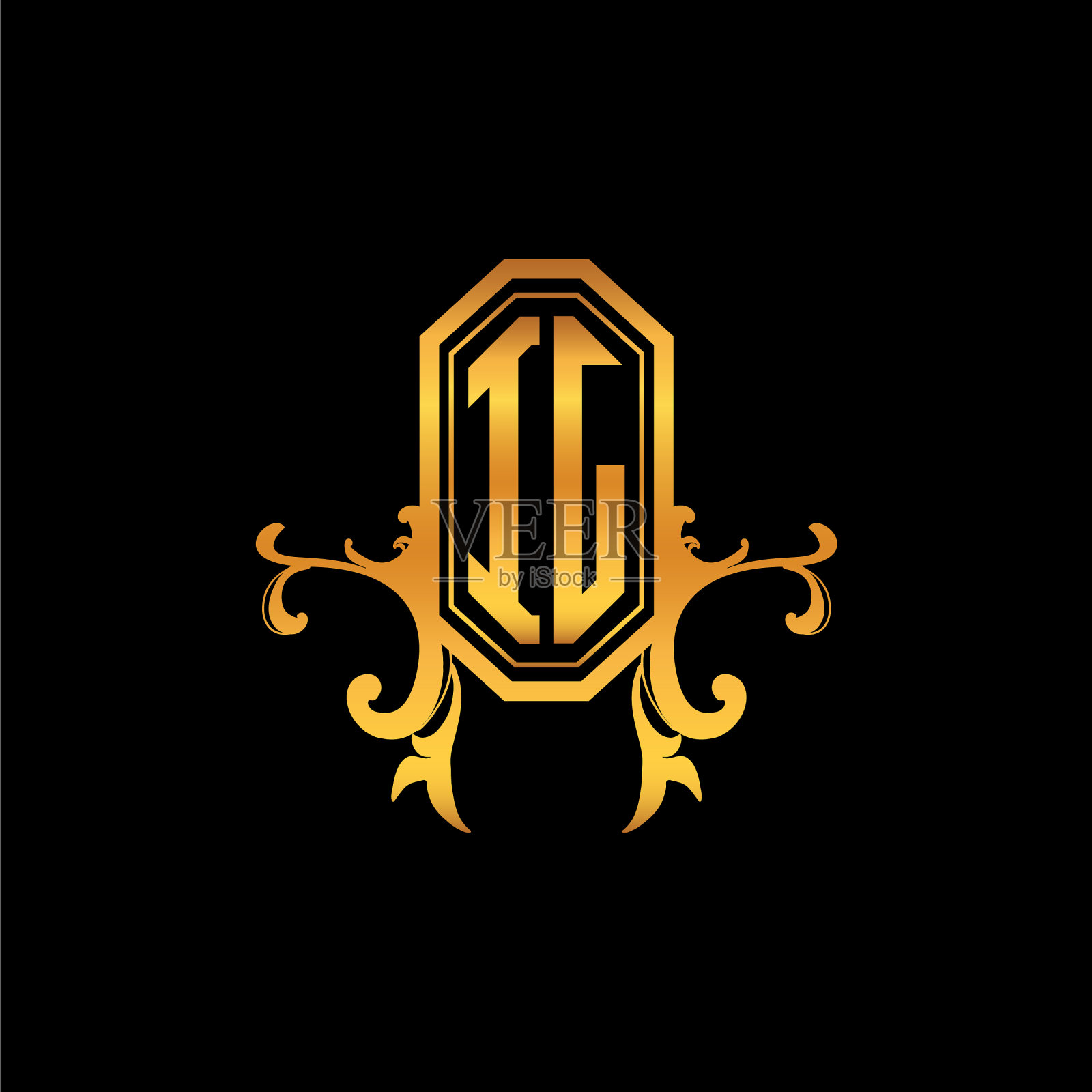 Ij标志交织复古几何装饰插画图片素材