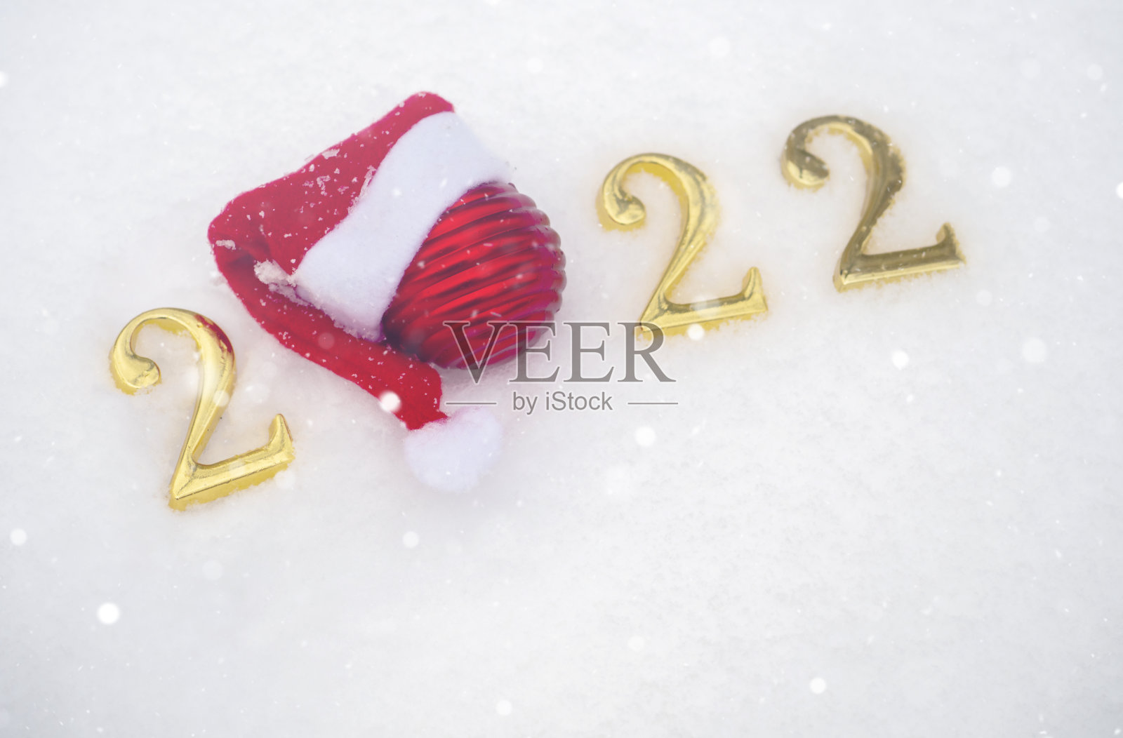 2022年在雪中。新年前夜的概念。照片摄影图片