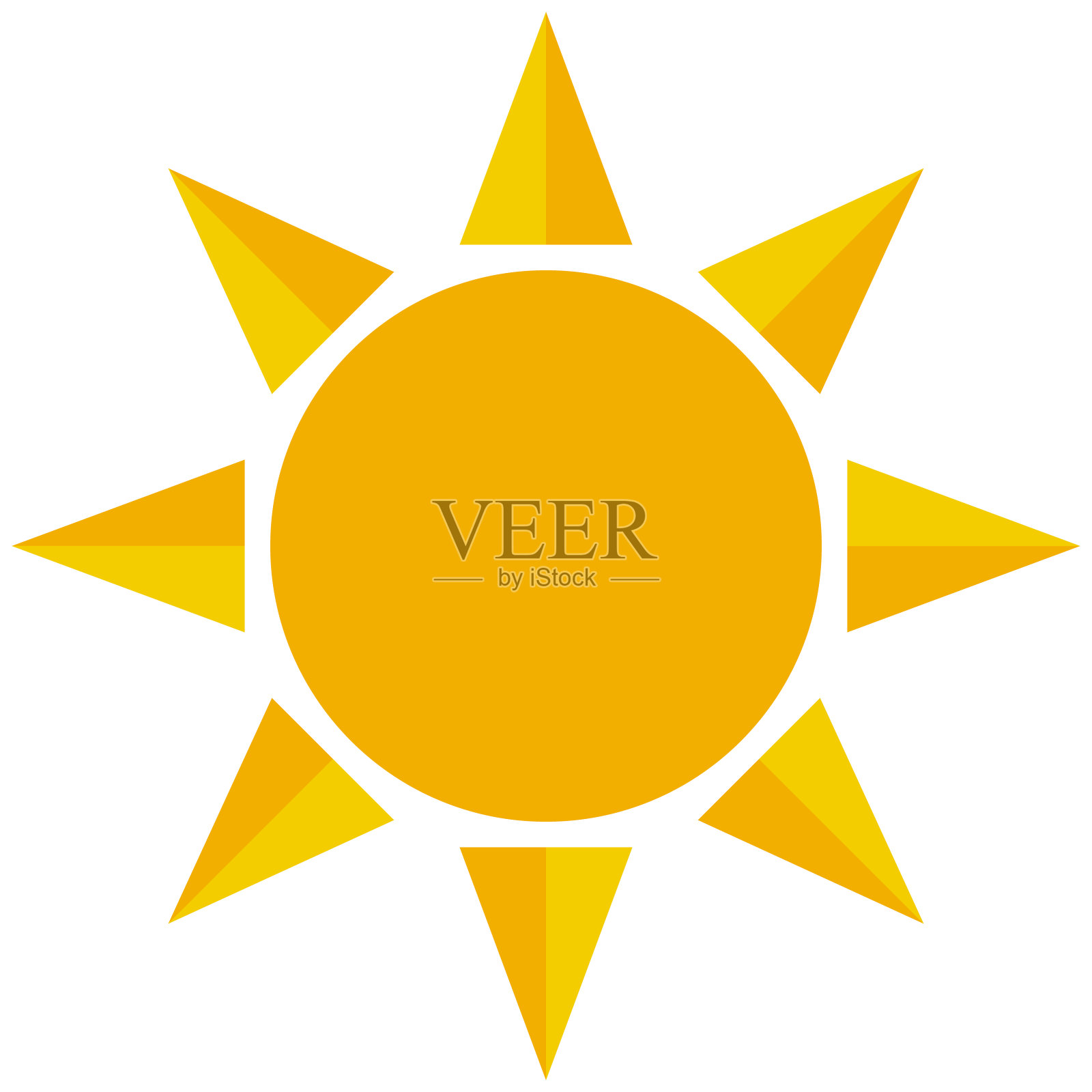 闪亮的太阳图标。平面向量。插画图片素材