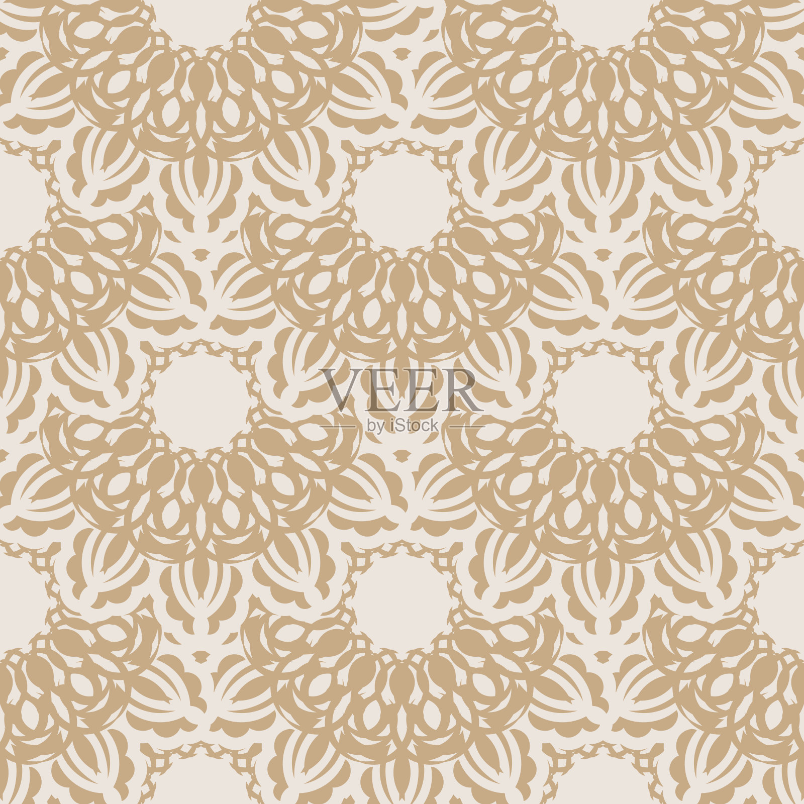 米色无缝图案与装饰装饰。适用于服装、纺织品、背景和印花。插画图片素材