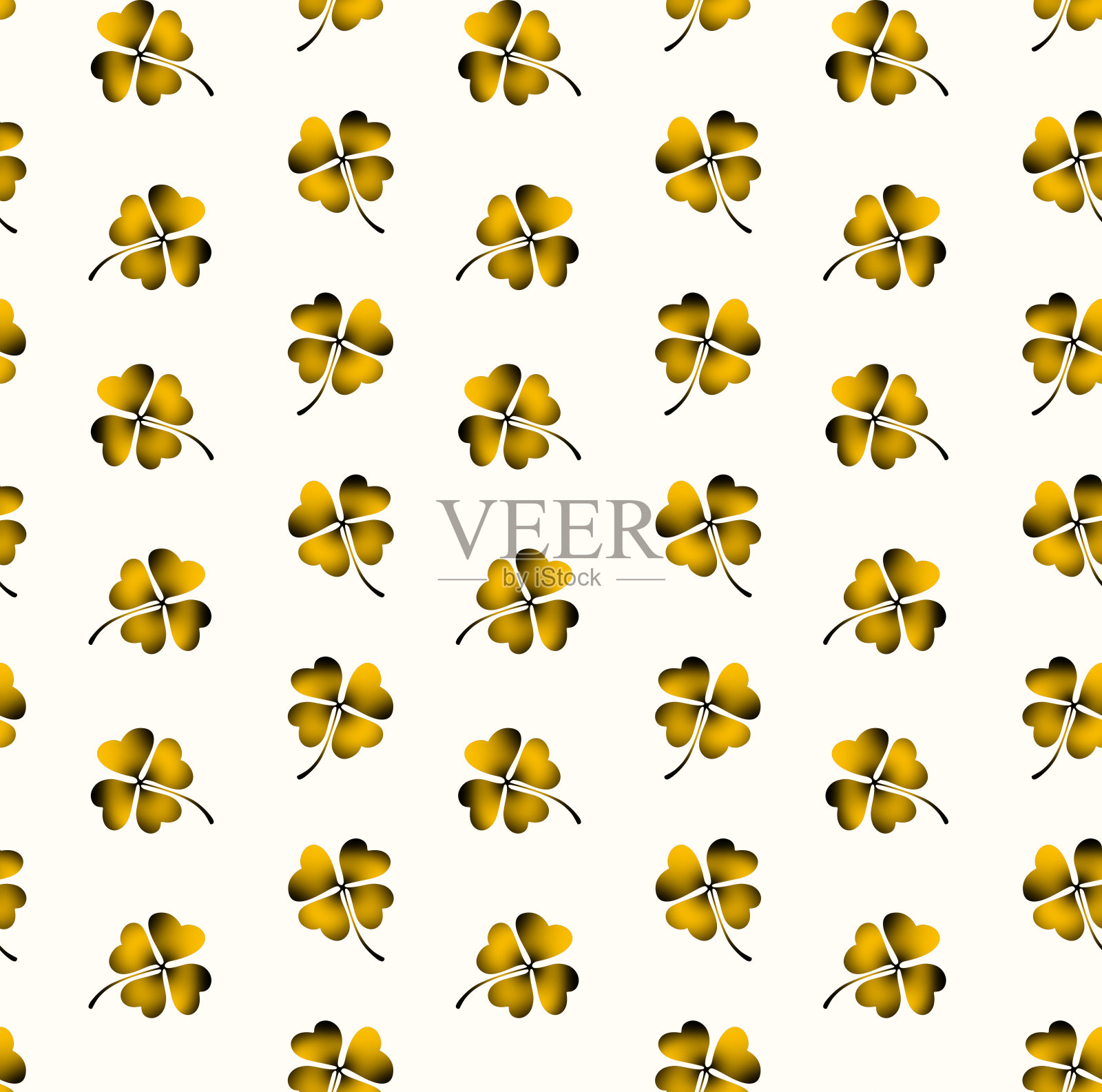 无缝三叶草图案,印花。插画图片素材