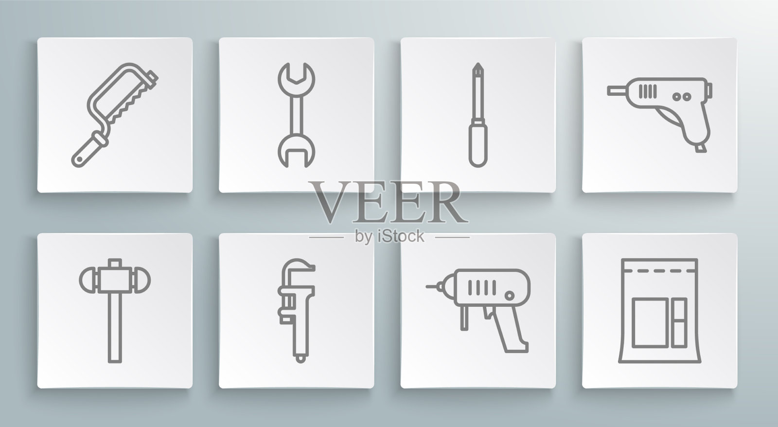 设置线锤、扳手、扳手、卡钳或图标素材