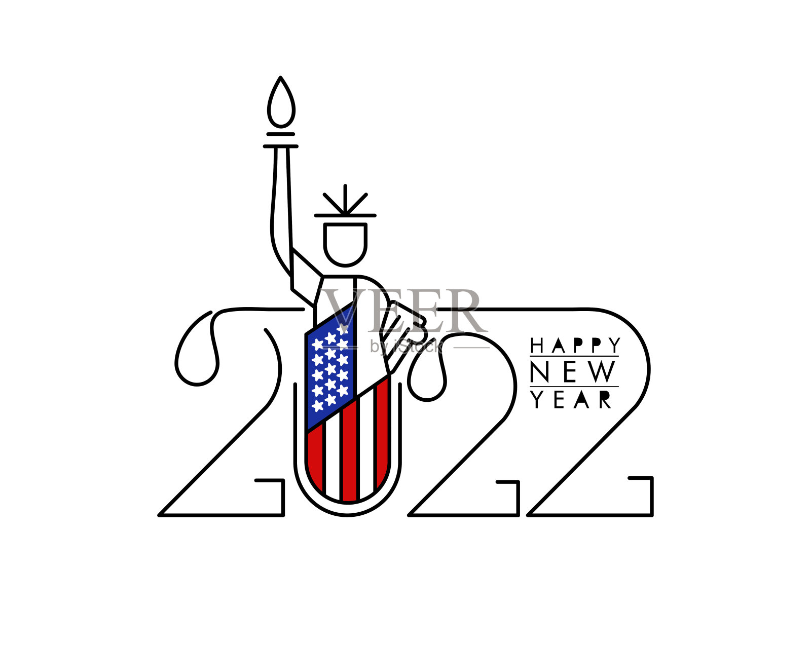 新年快乐2022文本排版设计模式,矢量插图。插画图片素材