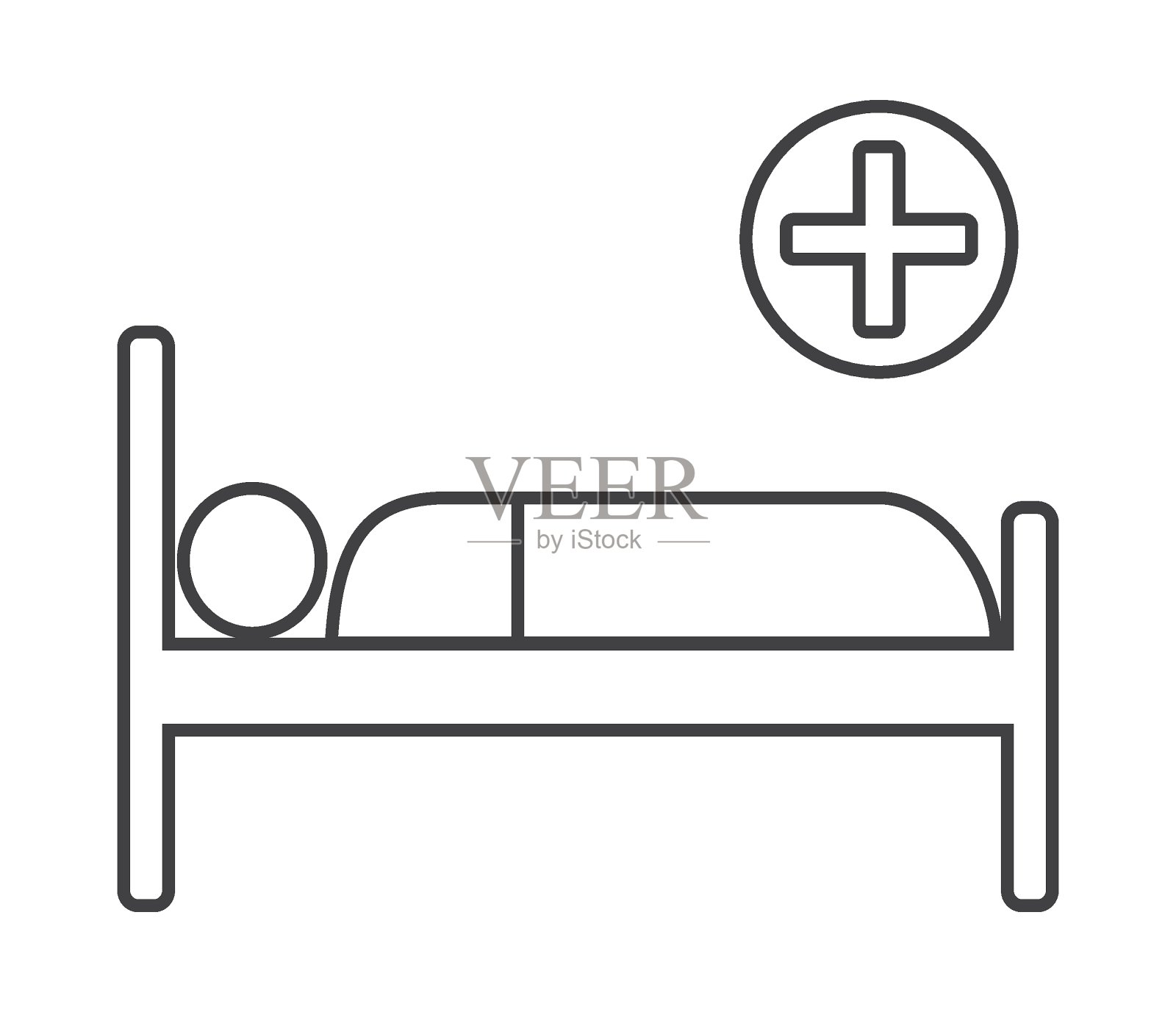医院病床薄矢量图标上的白色背景插画图片素材