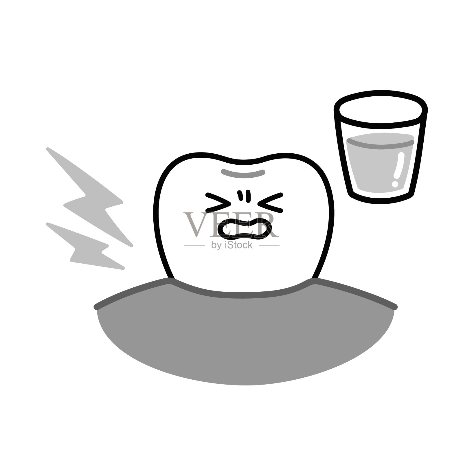 简单和可爱的插图牙齿遭受过敏插画图片素材