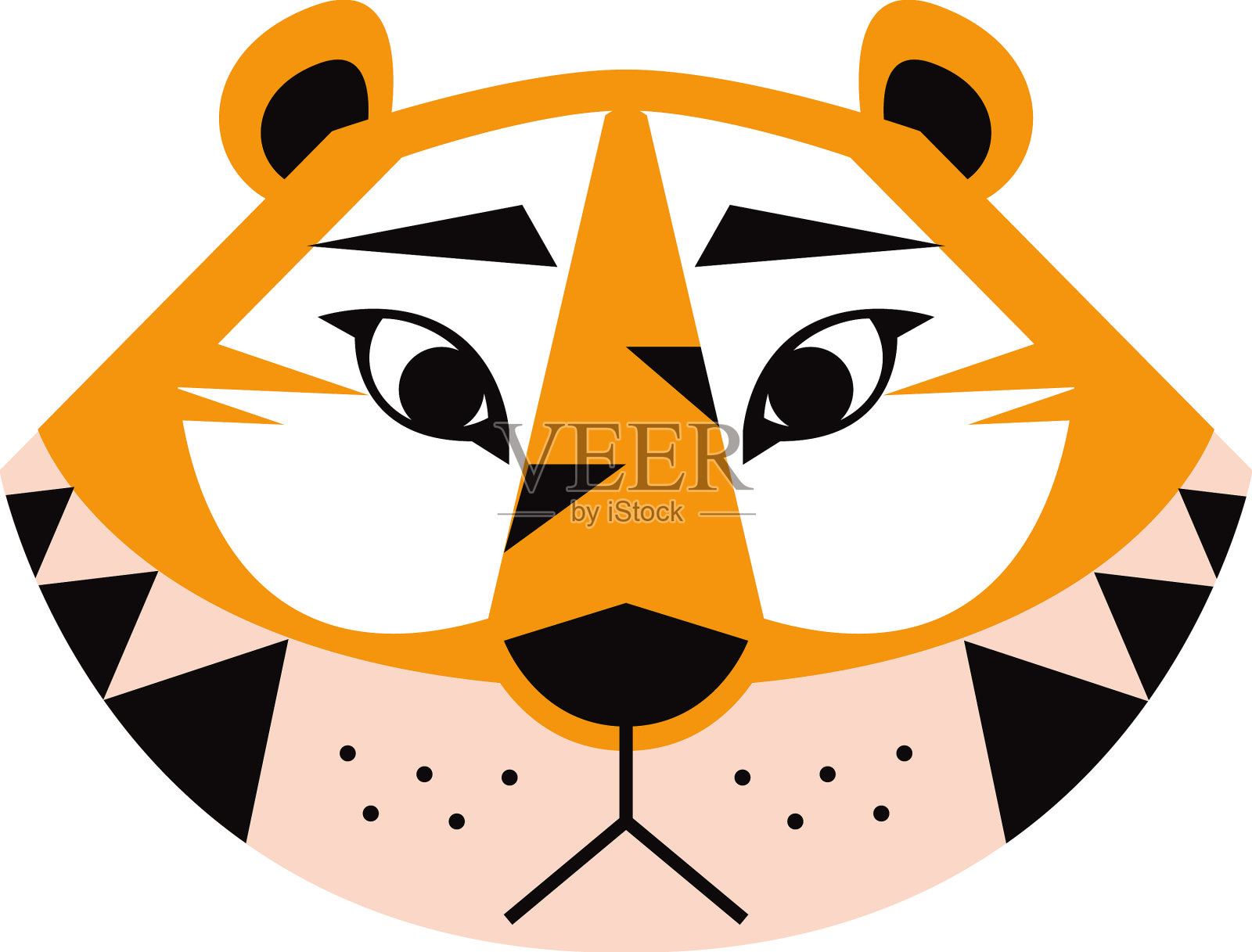 可爱的老虎头插画图片素材