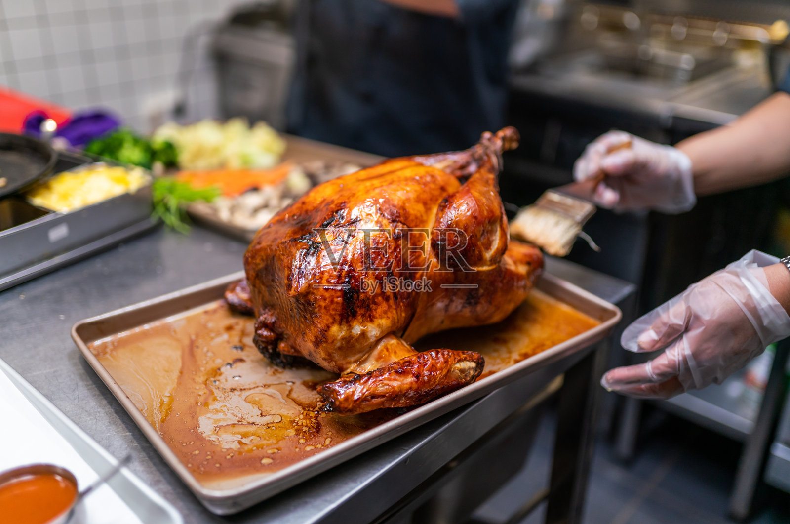 圣诞火鸡。圣诞节或感恩节的传统节日食物照片摄影图片