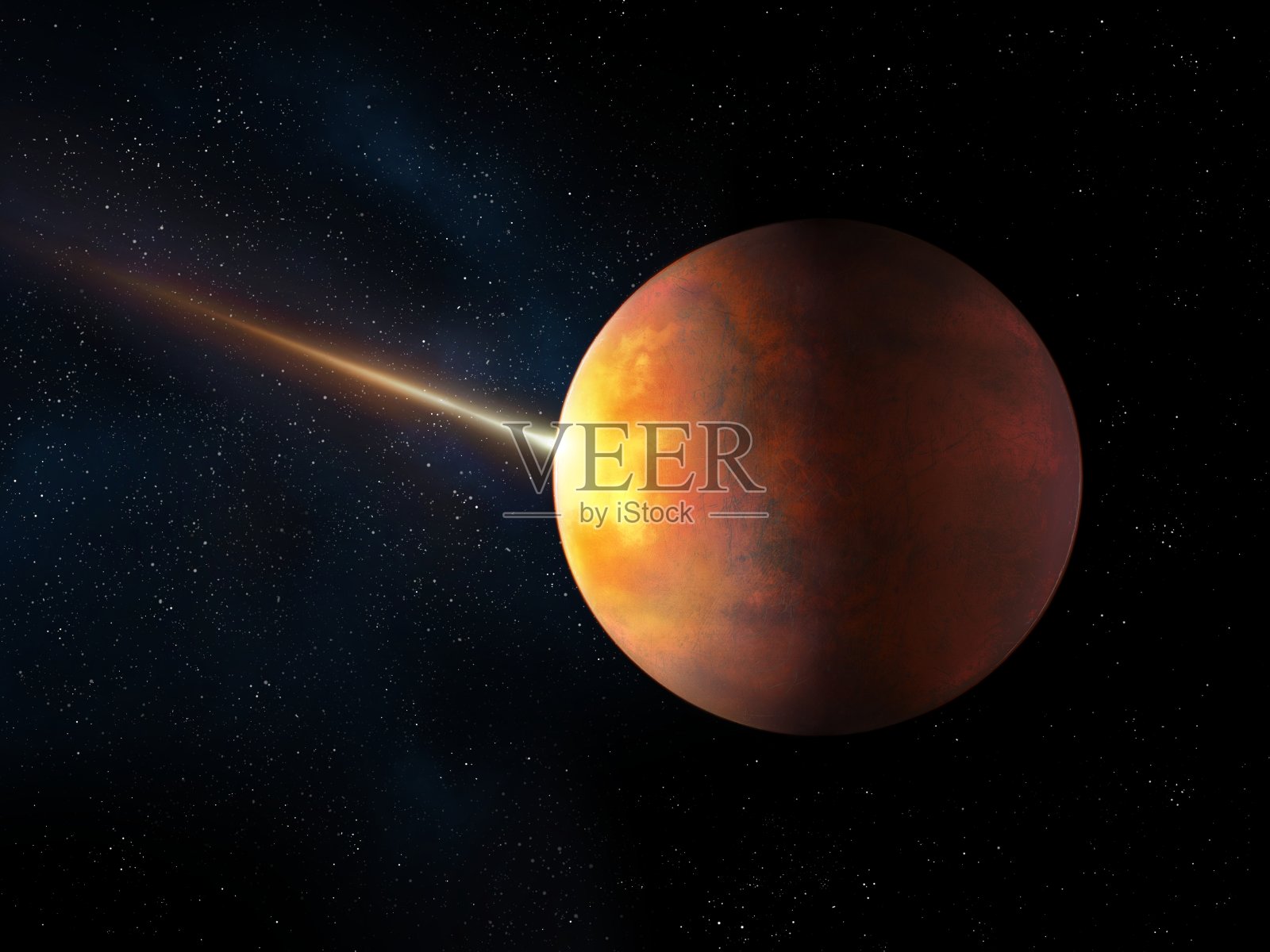 行星与大彗星的碰撞照片摄影图片