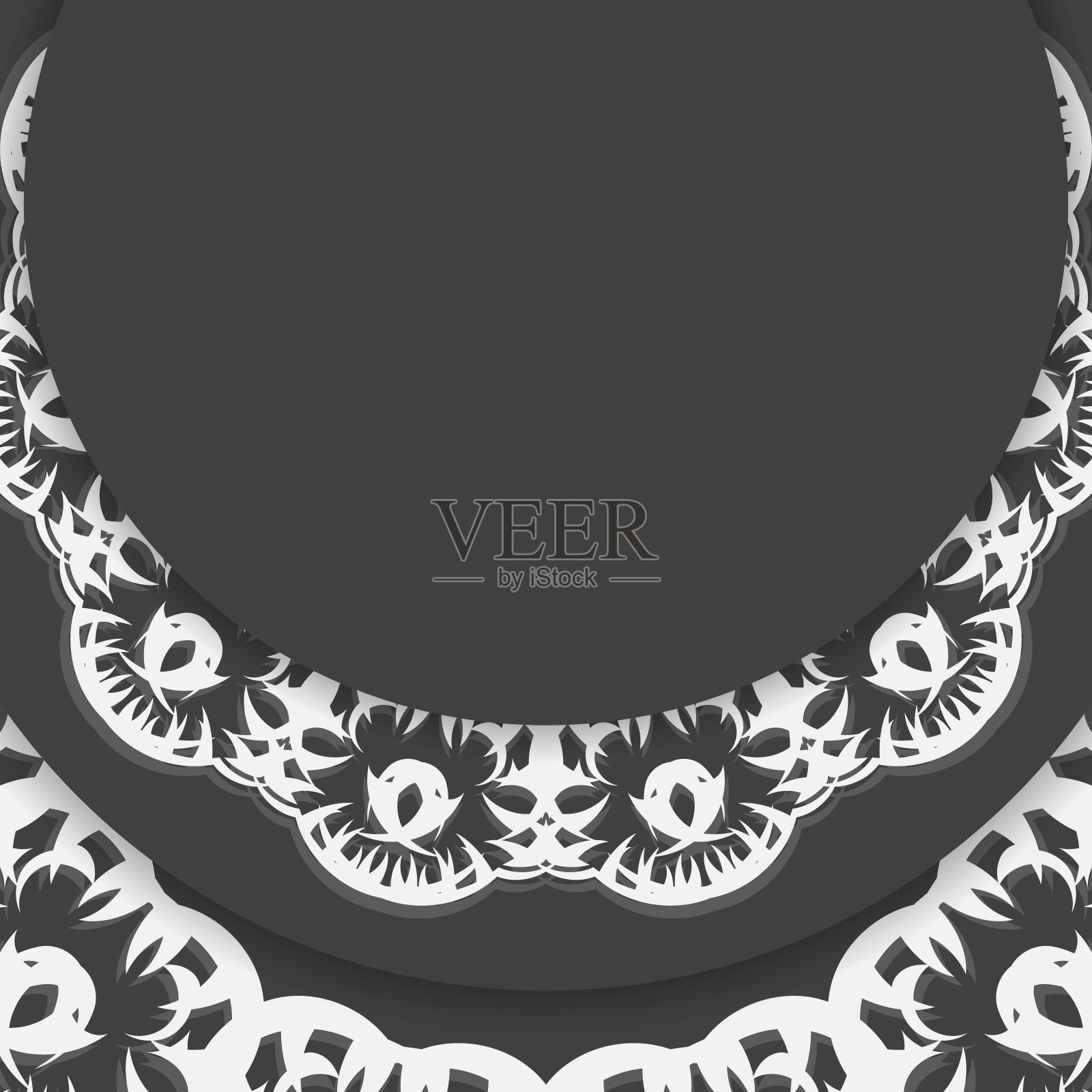 黑色小册子与曼荼罗白色装饰为您的祝贺。插画图片素材