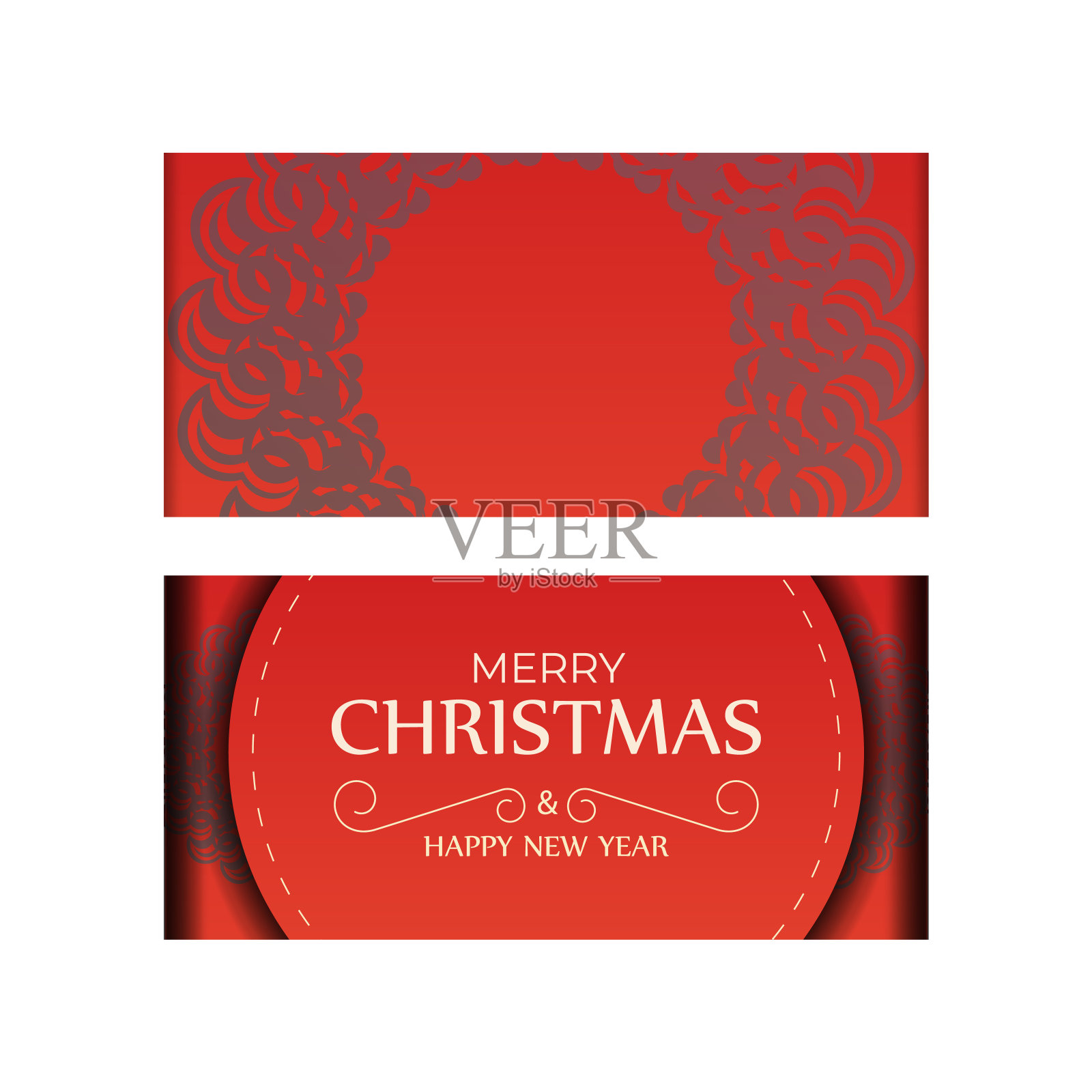 贺卡模板圣诞和新年快乐红色与年份酒红色图案设计模板素材