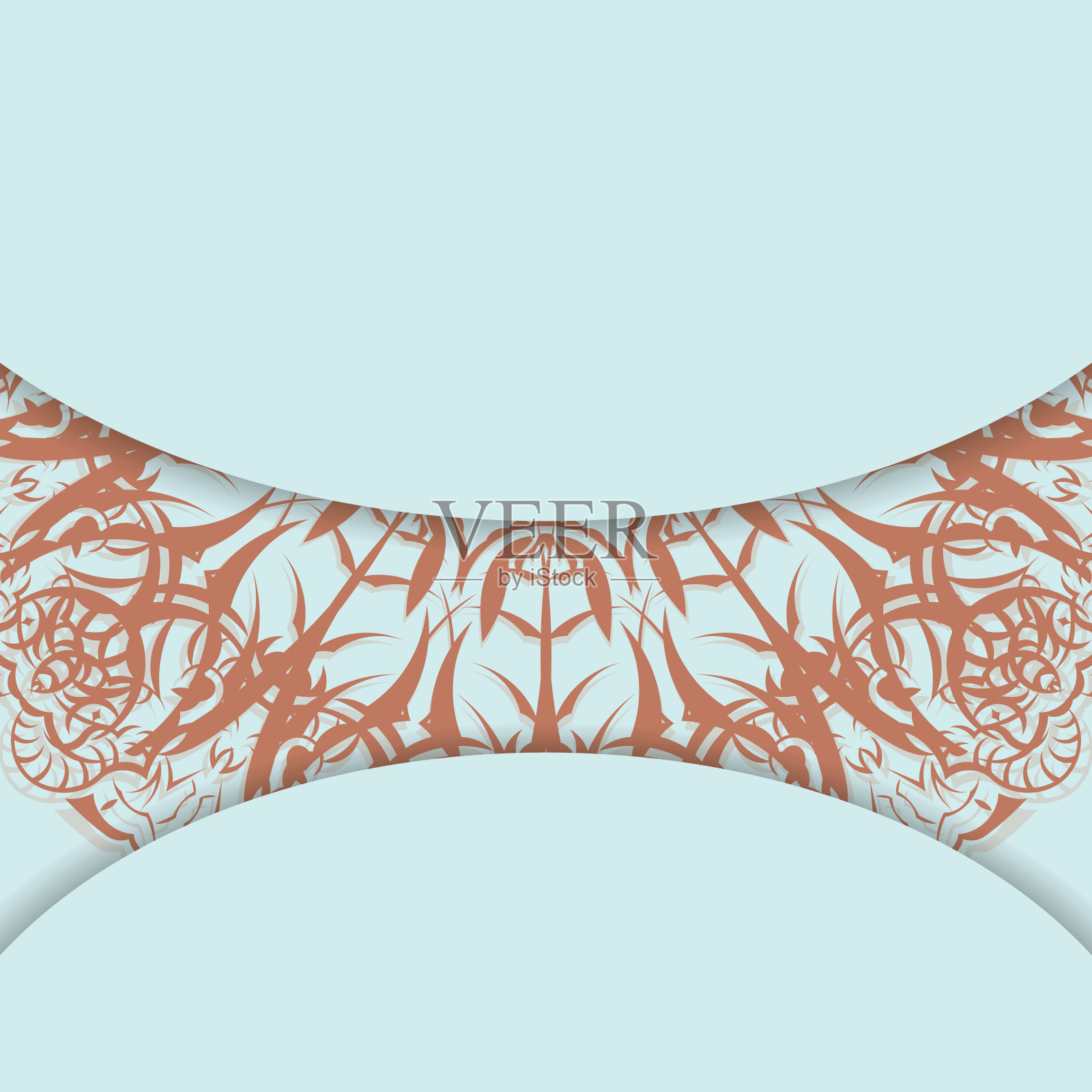 海蓝宝石颜色的小册子与抽象珊瑚装饰为您的设计。插画图片素材