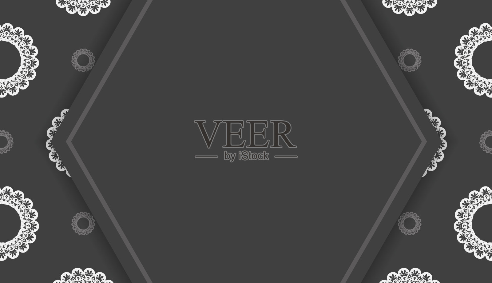 黑色的Baner与曼荼罗与白色的图案和一个地方为你的文本插画图片素材