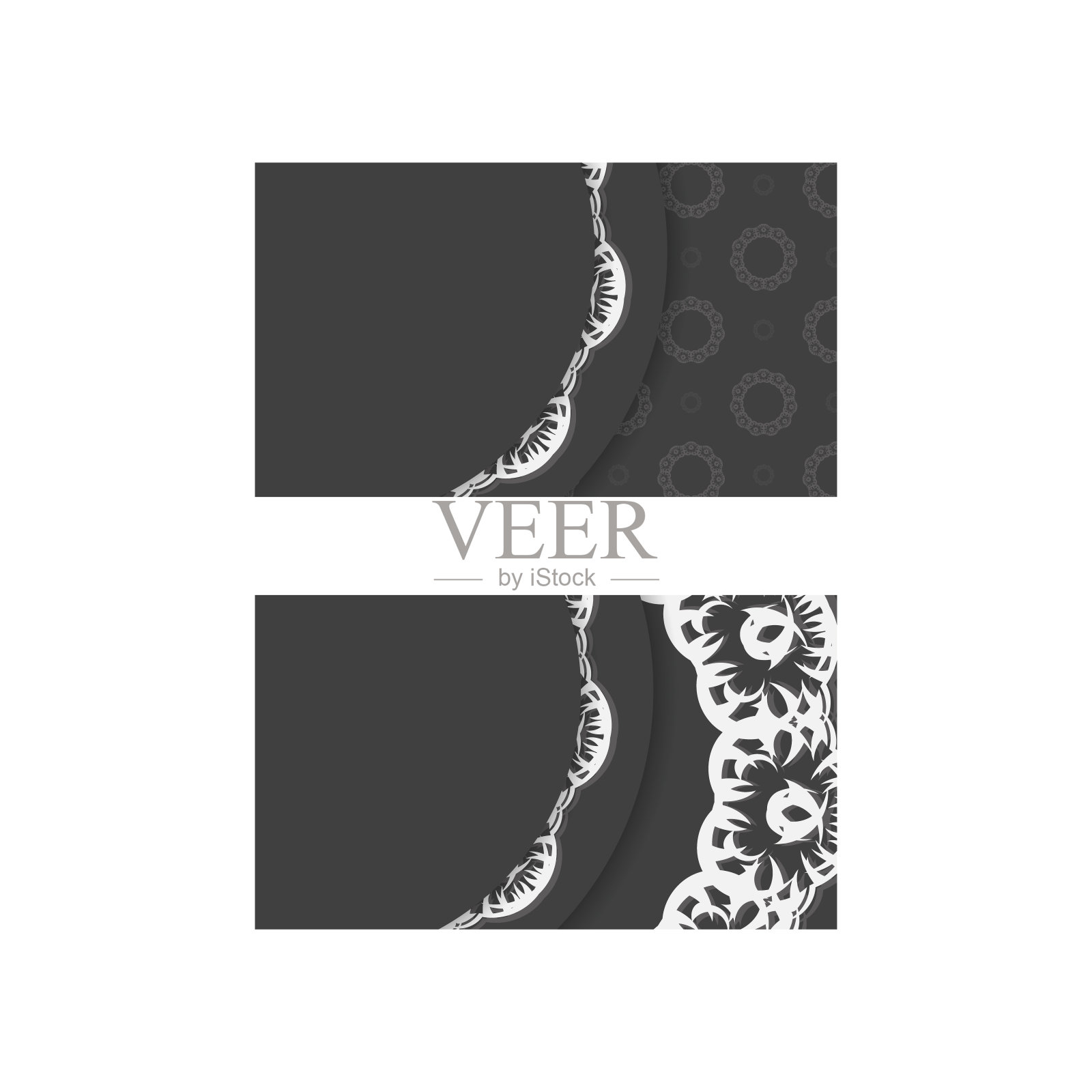 黑色商务名片,希腊白色图案为您的品牌。插画图片素材