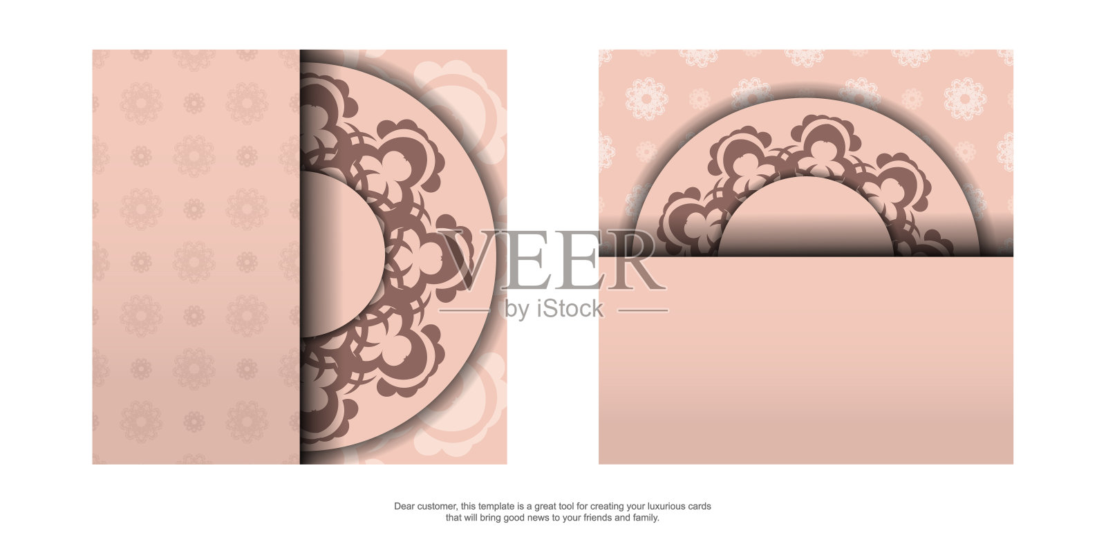 带有印度图案的粉红色传单已经准备好印刷了。设计模板素材