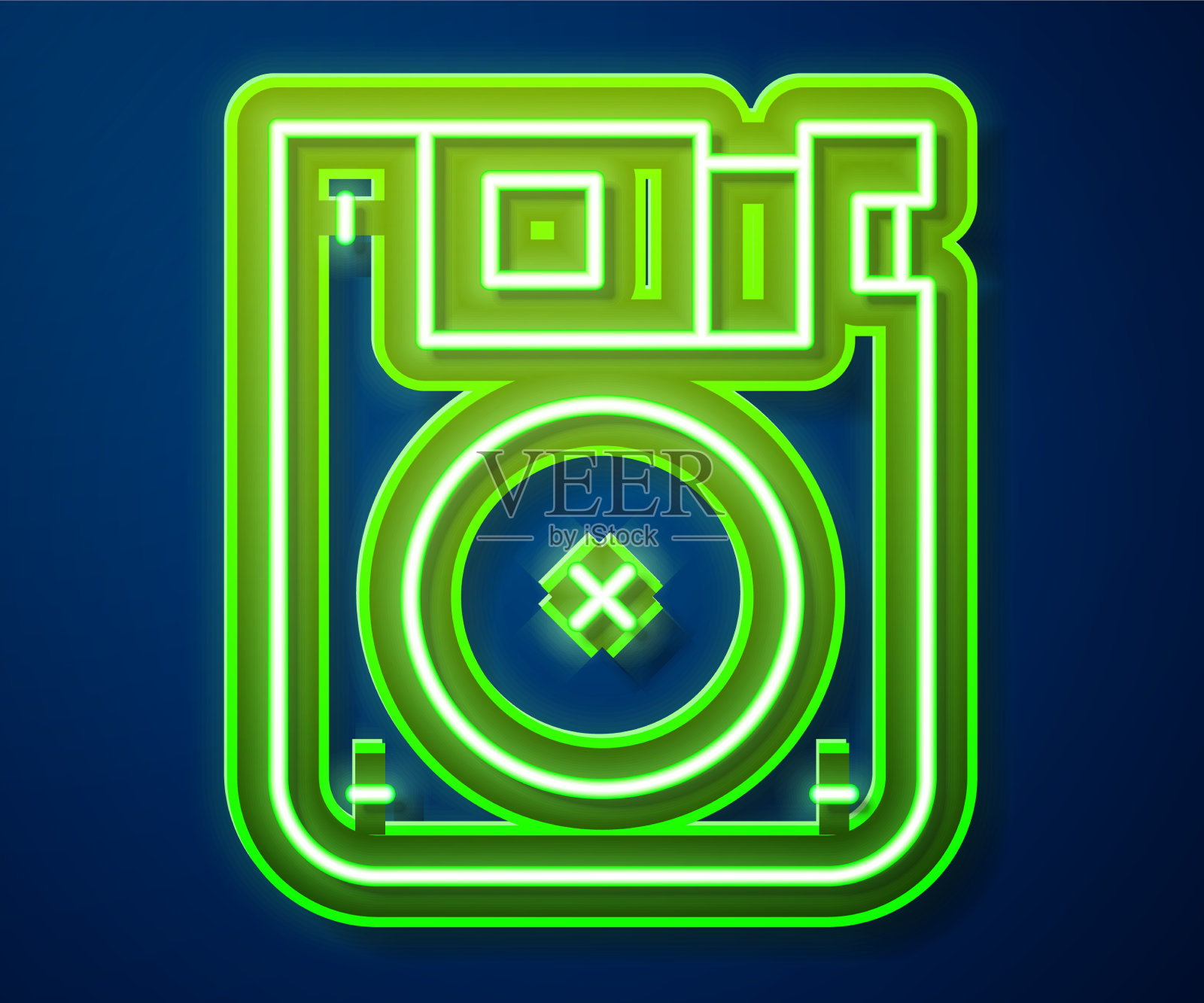 用于计算机数据的发光霓虹线软盘插画图片素材