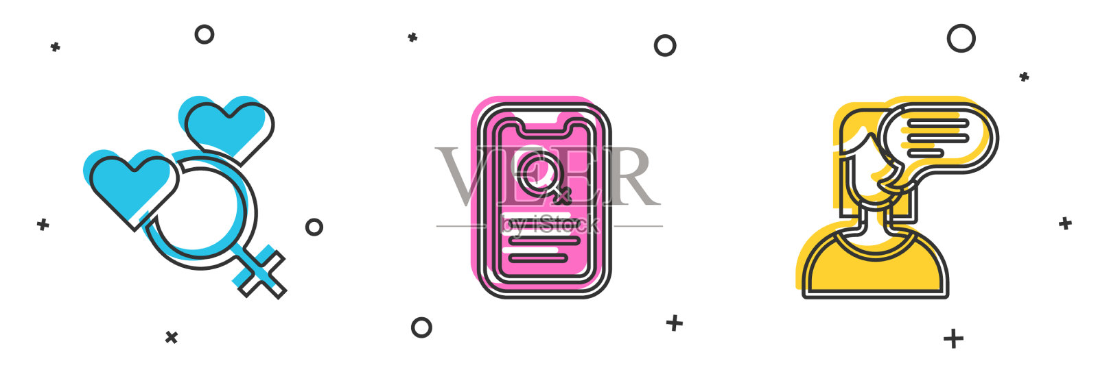 设置女性约会app和意见图标图标素材