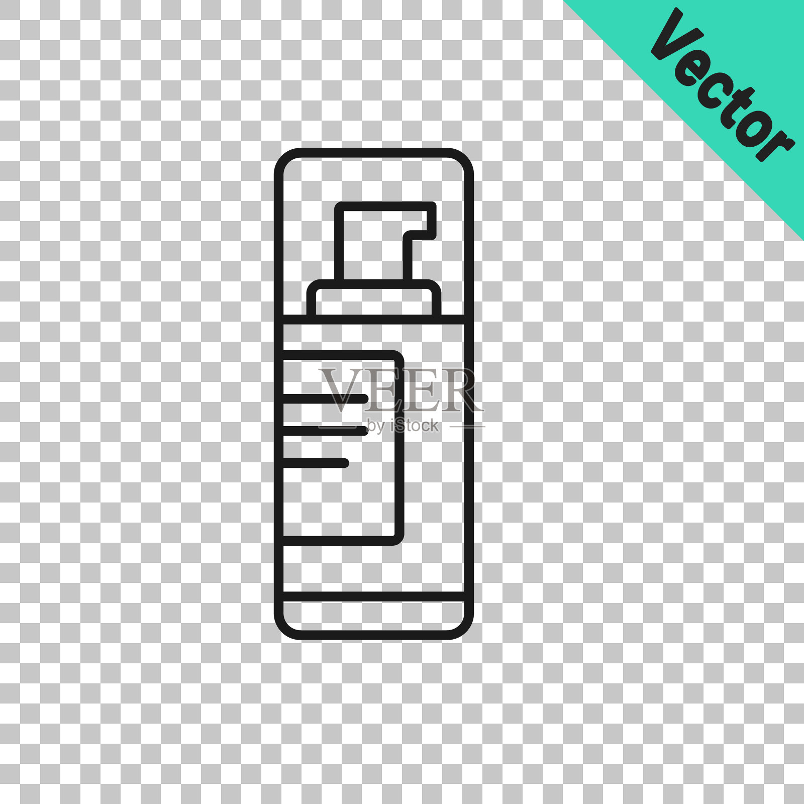 黑色线条剃须凝胶泡沫图标孤立在透明背景上。剃须膏。向量插画图片素材