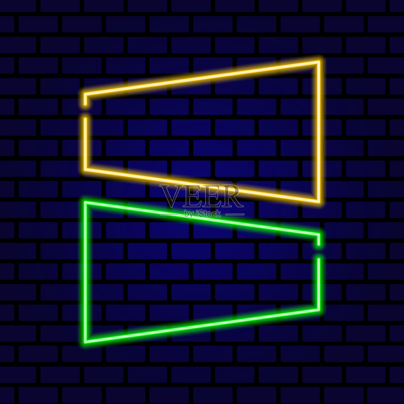 霓虹招牌。的框架。复古的霓虹灯与空间的文字。矢量插图。插画图片素材