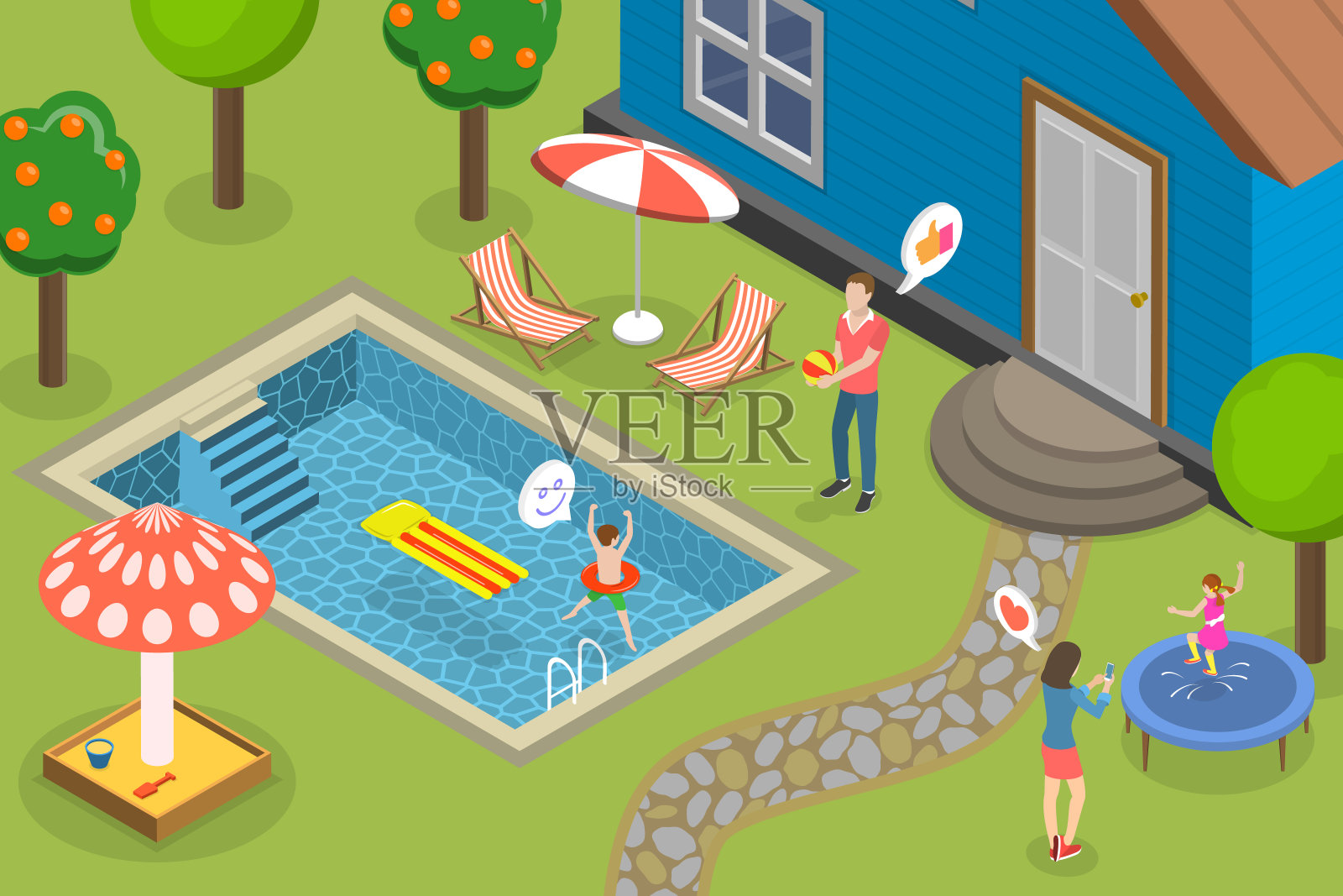 户外活动的三维等距平面矢量概念插图插画图片素材