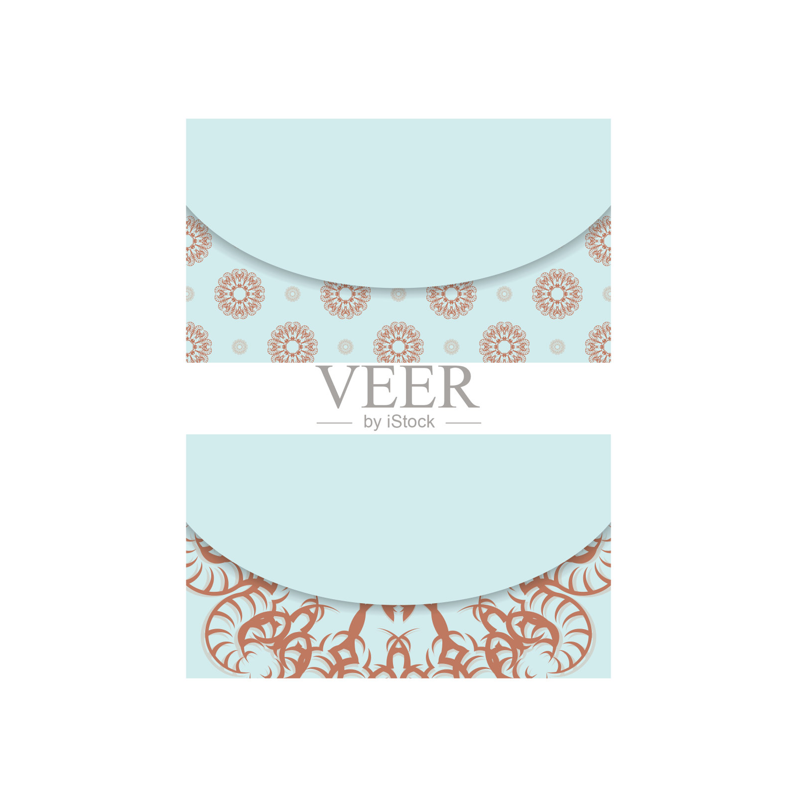 名片在海蓝宝石的颜色与曼陀罗珊瑚装饰为您的接触。插画图片素材