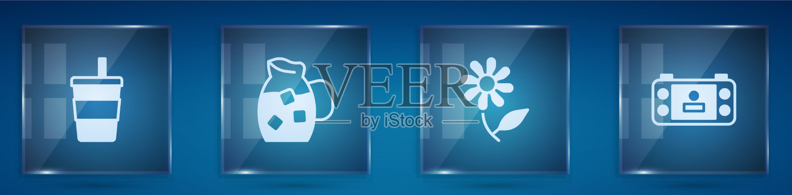 在纸杯上放上水罐花和图标素材