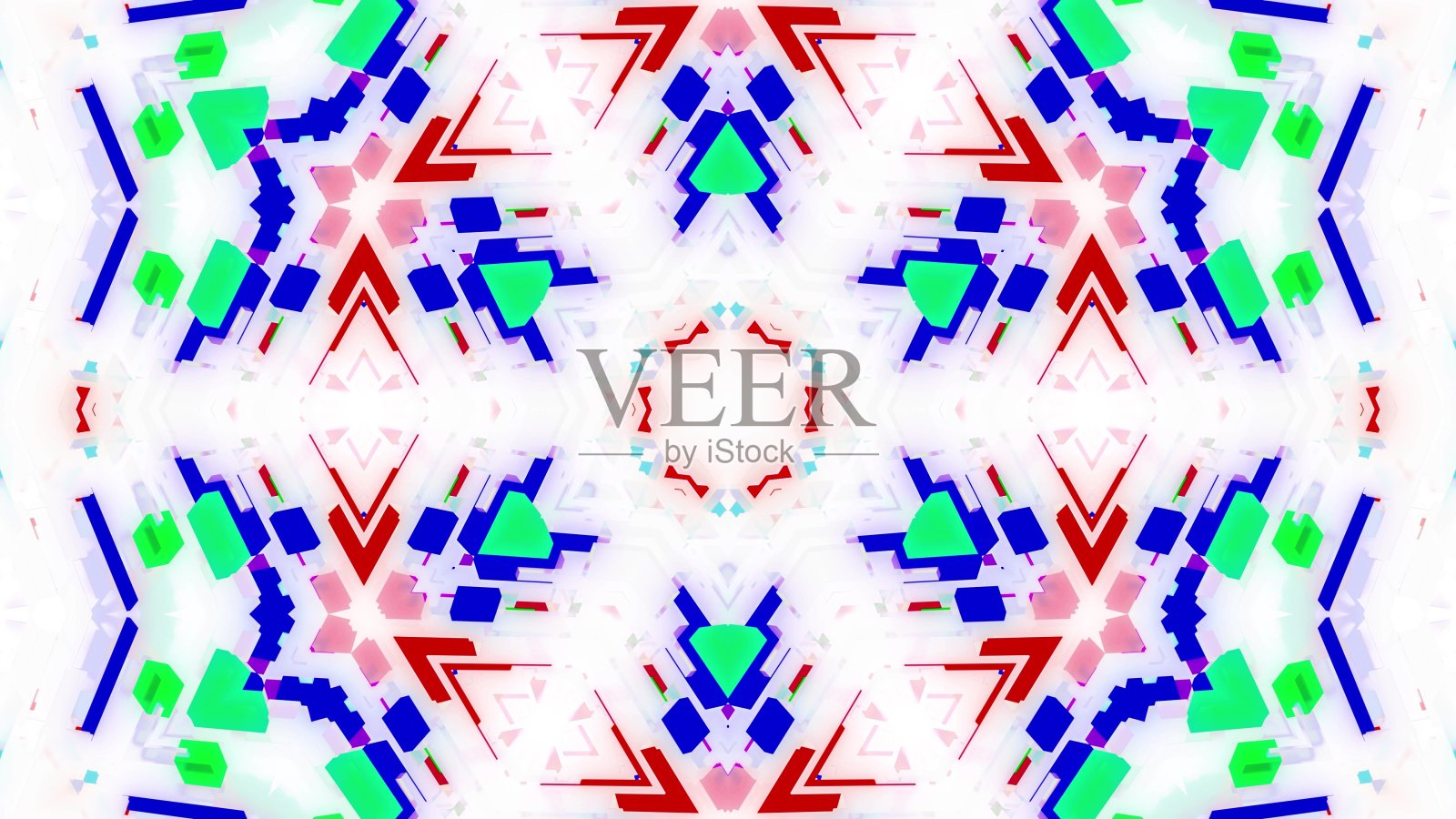 3 d渲染。抽象白人科幻背景。对称的几何图案,像曼陀罗与彩色镶嵌在哑光白色玻璃。图案像科幻素描。创意设计bg。照片摄影图片