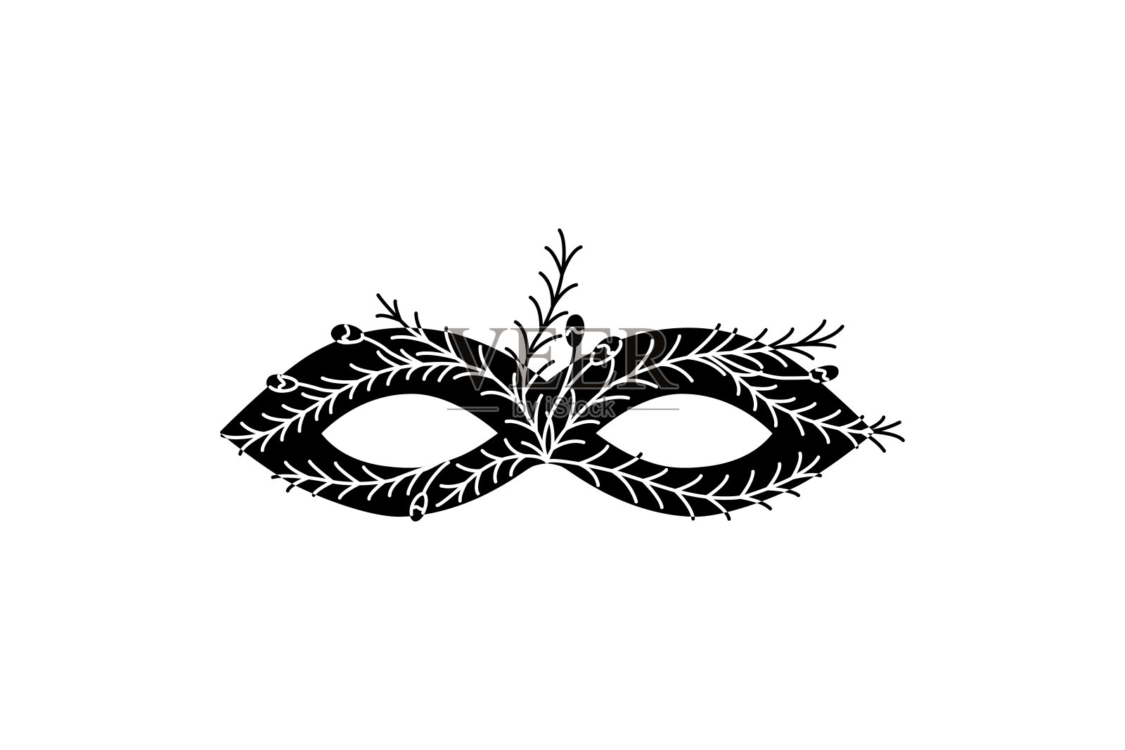 巴西威尼斯的狂欢节面具。矢量孤立的脸装饰与形象的森林,沼泽仙女,女巫。设计元素图片