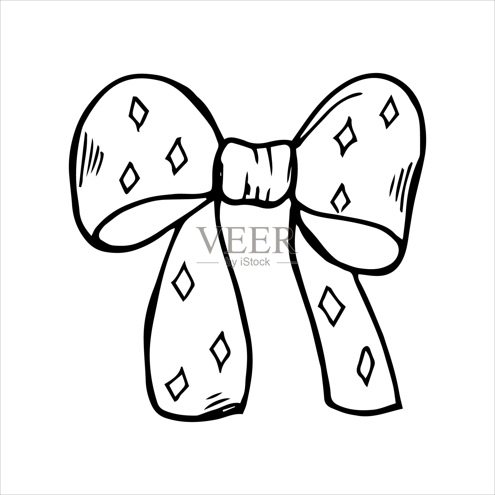 手绘蝴蝶结在涂鸦风格为不同类型的设计。黑白矢量插图。设计元素图片