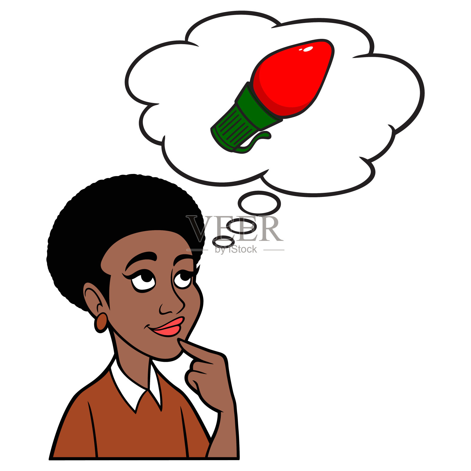 黑人女人在想圣诞彩灯设计元素图片