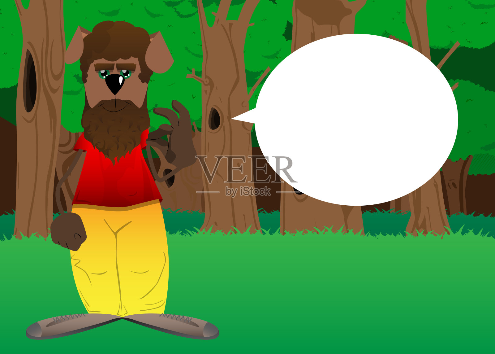 有趣的卡通狗显示ok的标志。插画图片素材