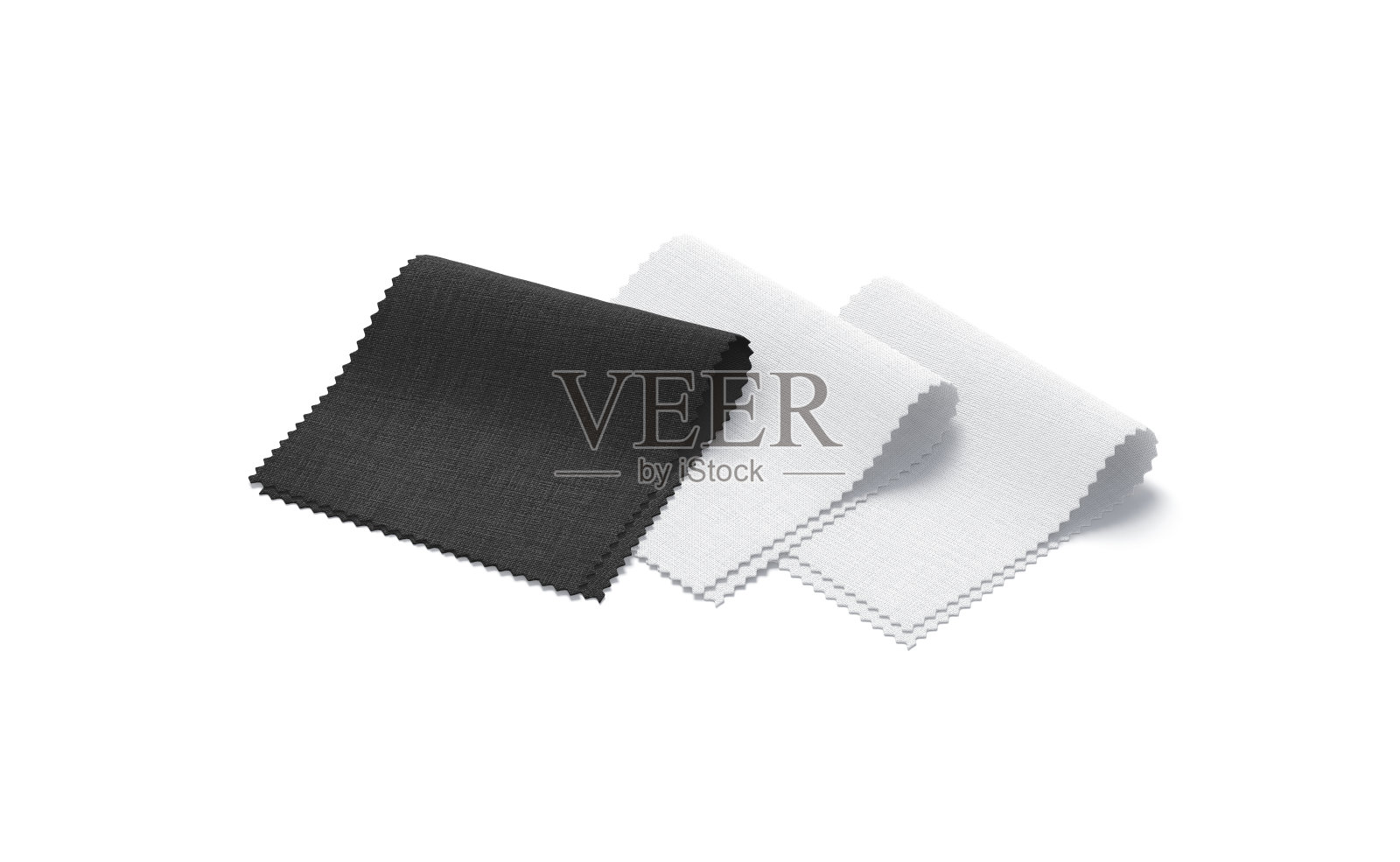 空白的黑色和白色折叠织物样品模型,侧视图照片摄影图片