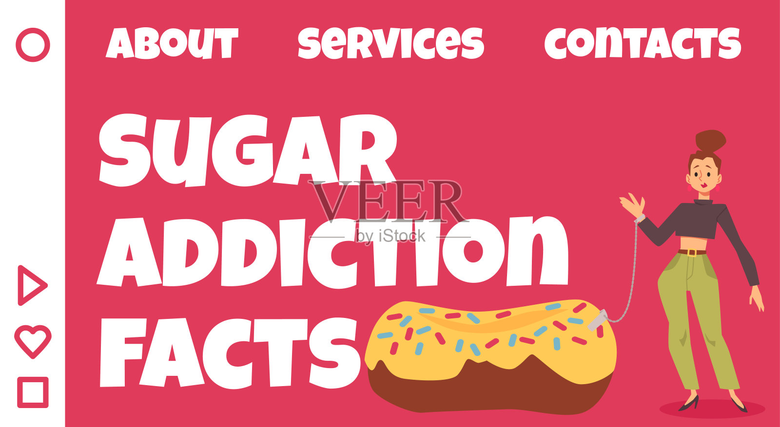 糖瘾事实网站横幅模板,平面矢量插图。插画图片素材