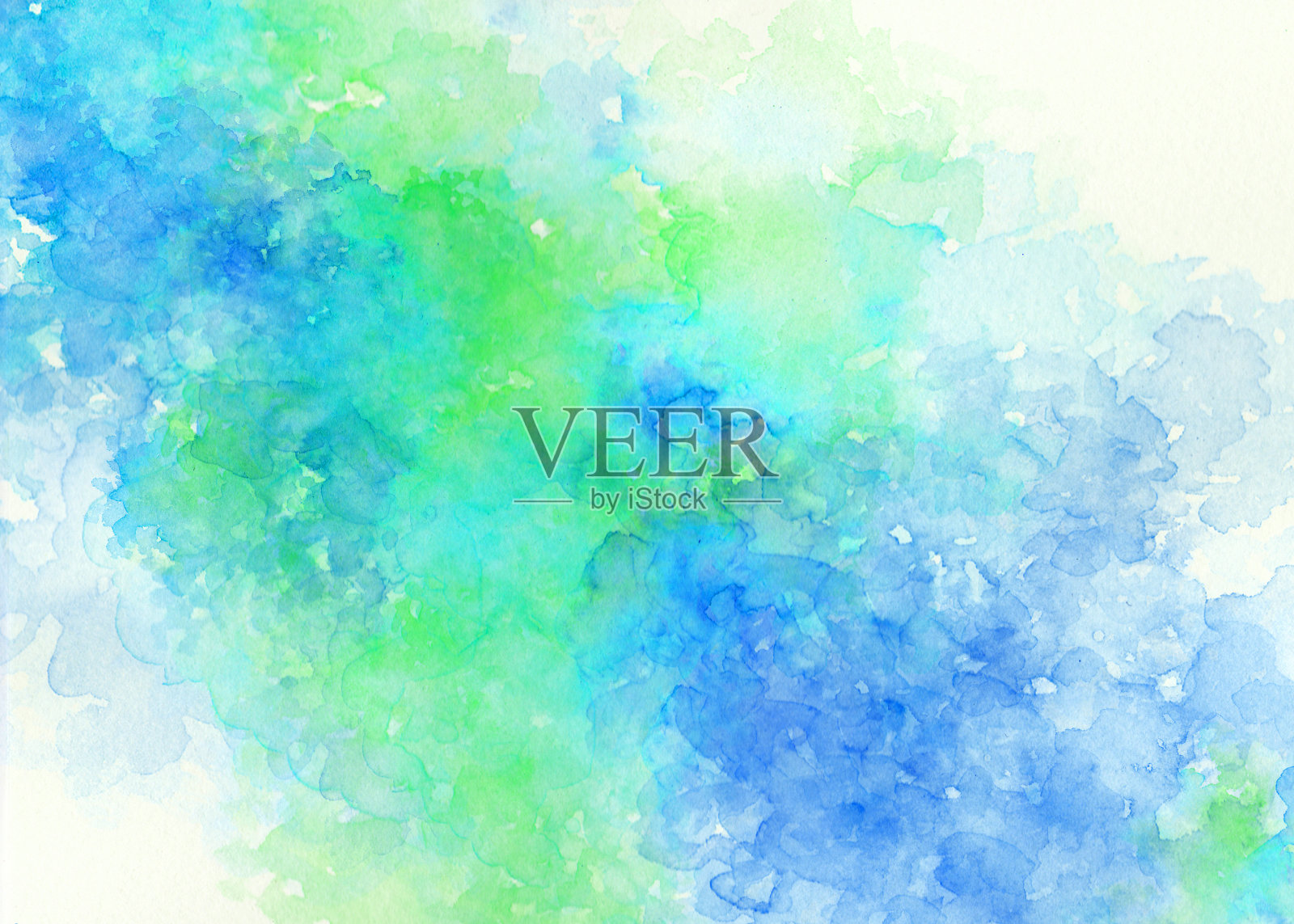 蓝色和绿色水彩背景插画图片素材