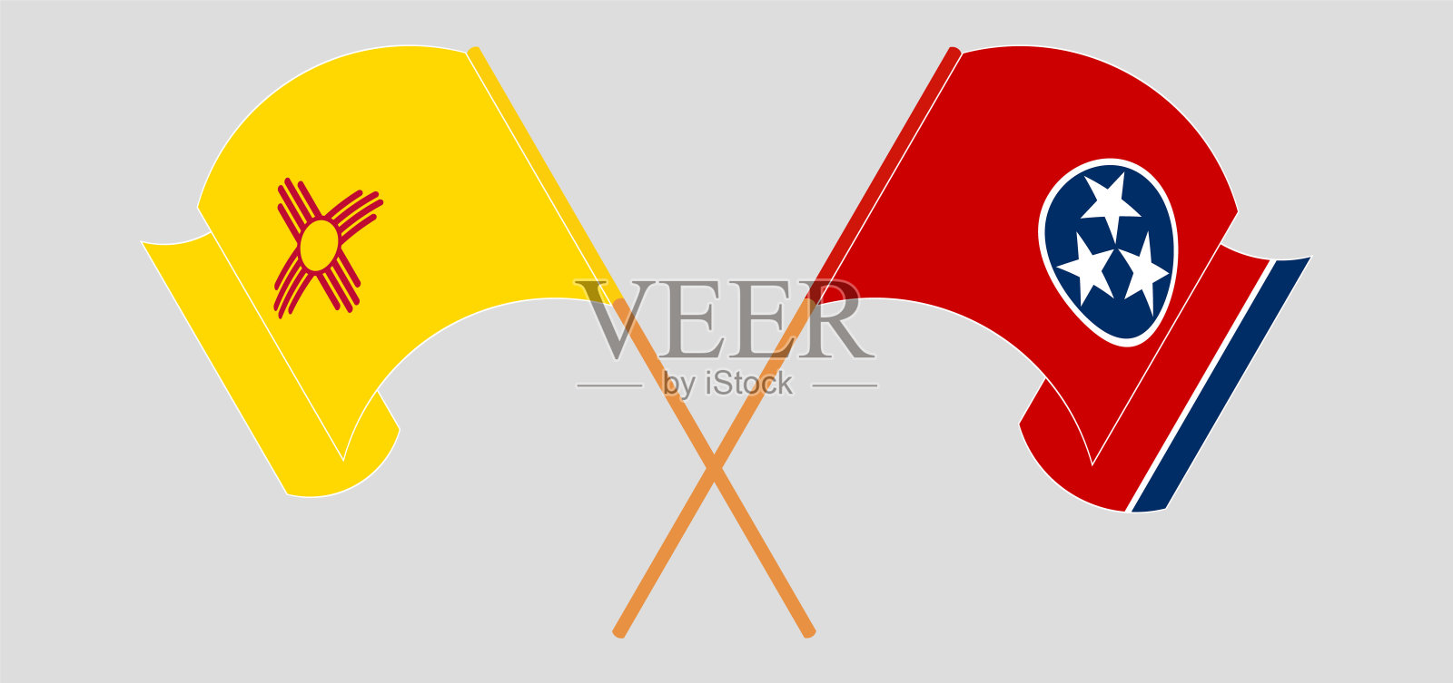 跨越并挥舞着新墨西哥州和田纳西州的旗帜设计元素图片