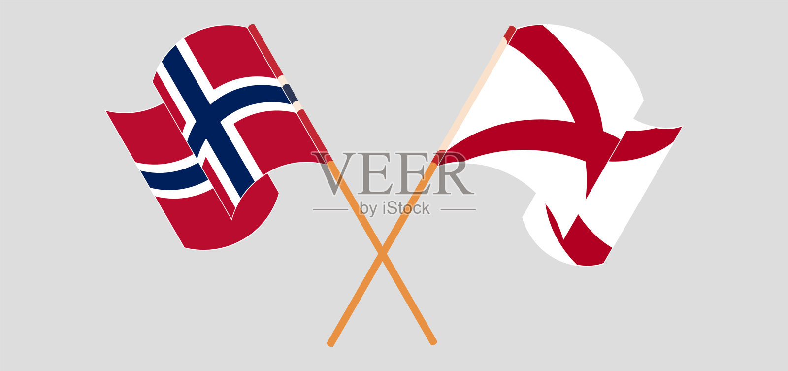 交叉挥舞着挪威和阿拉巴马州的旗帜插画图片素材