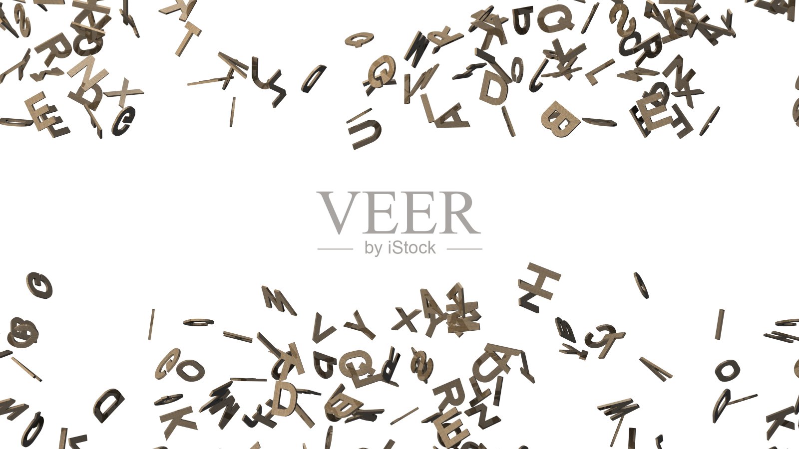 白色背景上的黄铜字母。照片摄影图片