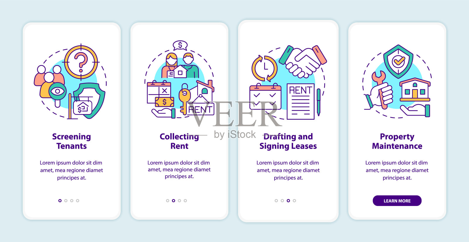 物业经理入职手机app屏幕的职责插画图片素材