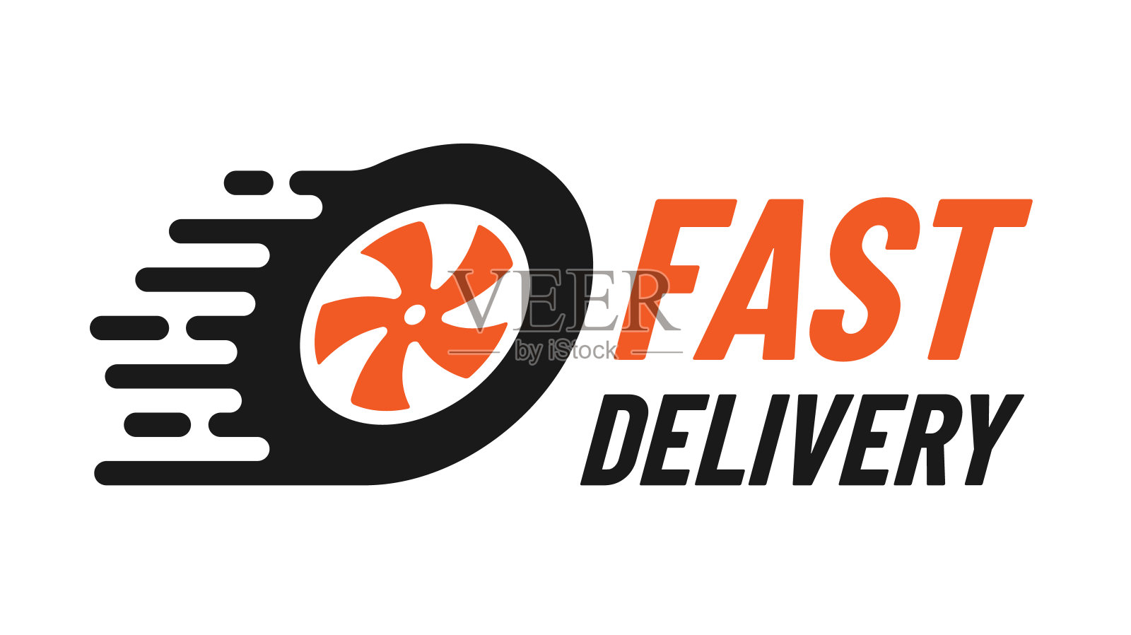 快速交付矢量标志插图孤立在白色。快速交付彩色插图与快速轮插图为您的业务设计插画图片素材