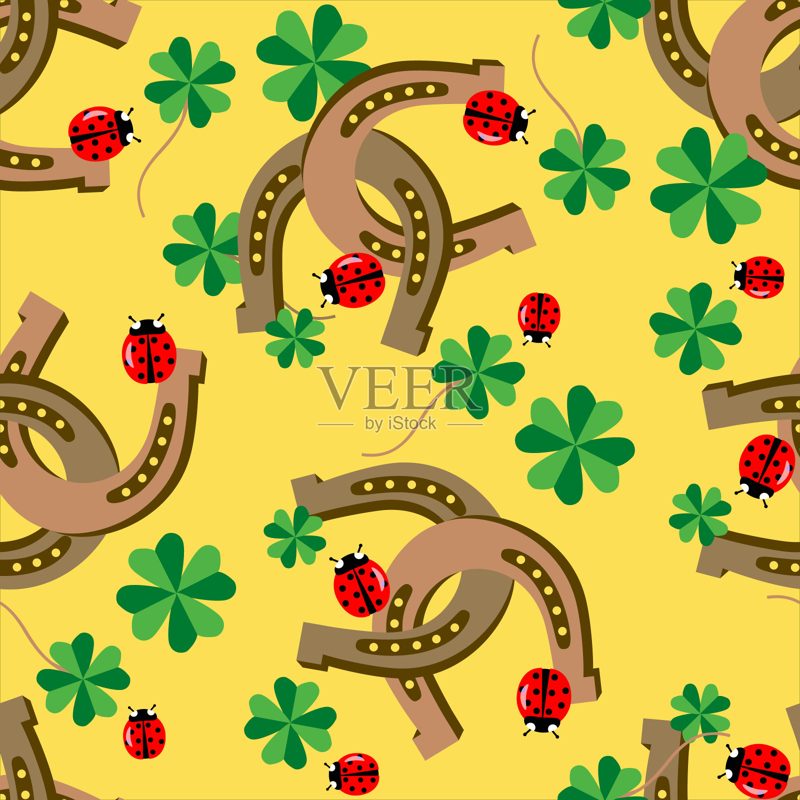 向量-运气无缝模式。插画图片素材