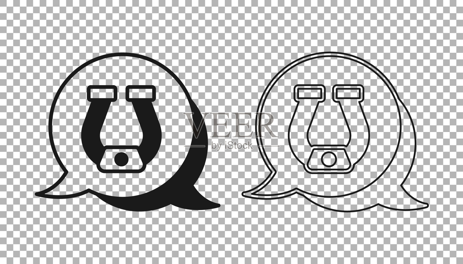 黑色马蹄铁图标孤立在透明的背景上。向量图标素材