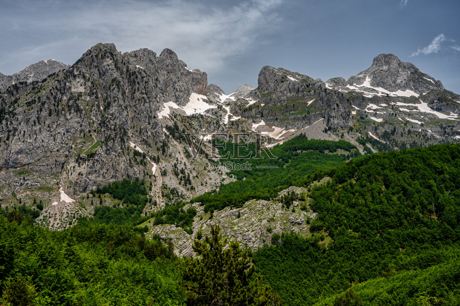 Theth国家公园。阿尔巴尼亚。欧洲最美丽的旅游目的地之一。照片摄影图片
