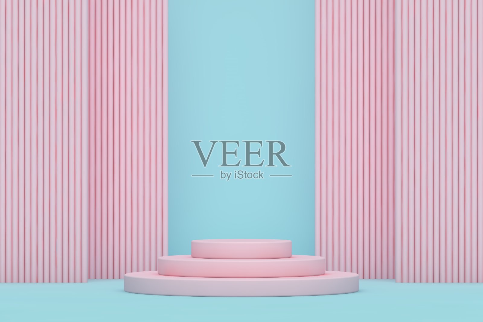 粉色和蓝色的空白场景,空的产品展台,空的产品展示舞台照片摄影图片