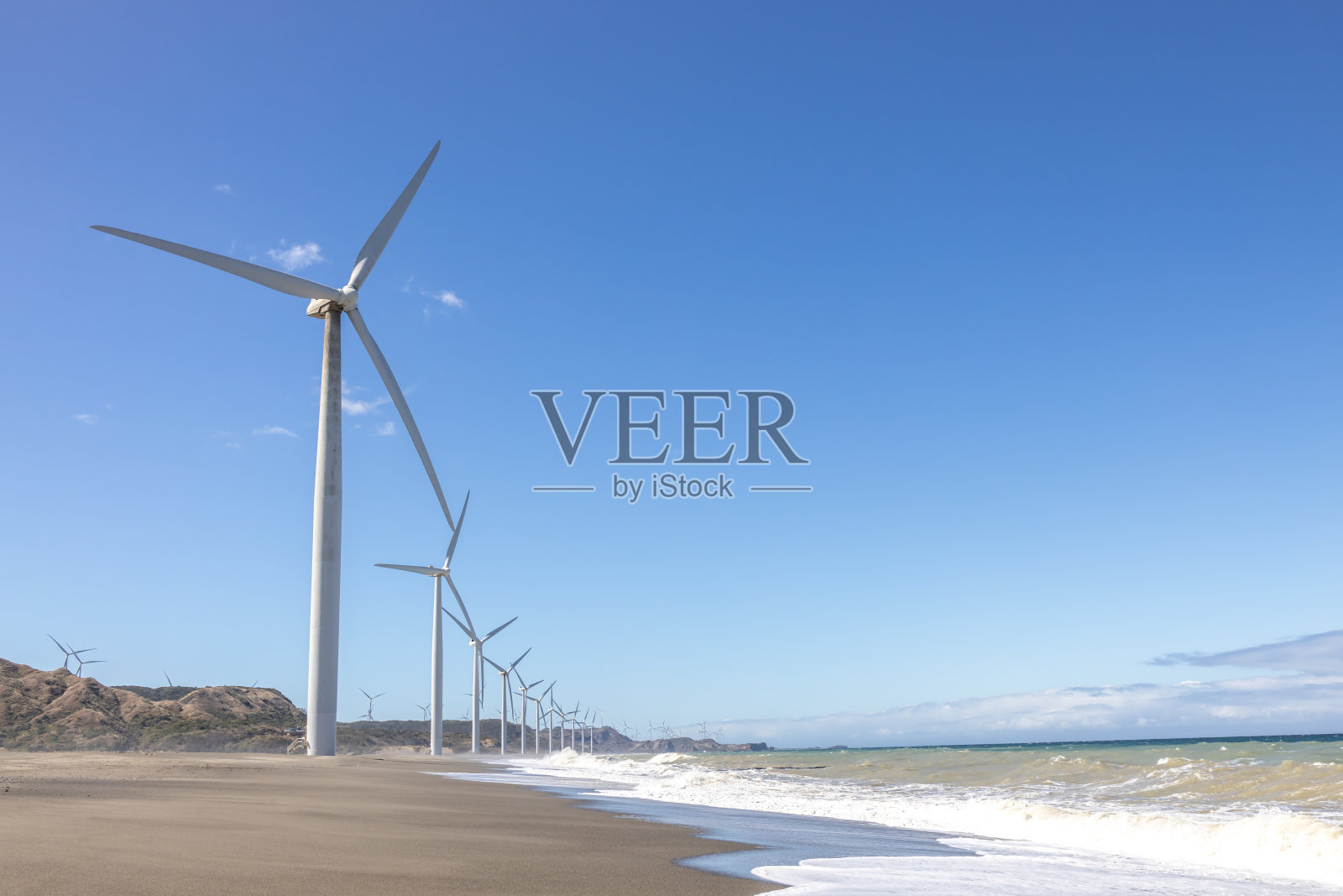 北伊洛科斯美丽的风车景观照片摄影图片