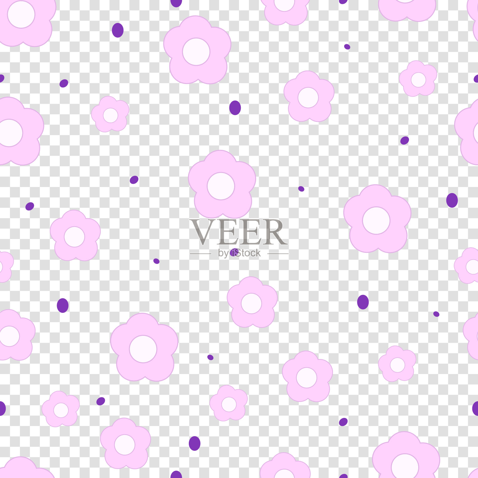 花卉无缝模式。可爱的雏菊和圆形斑点印花。矢量图插画图片素材