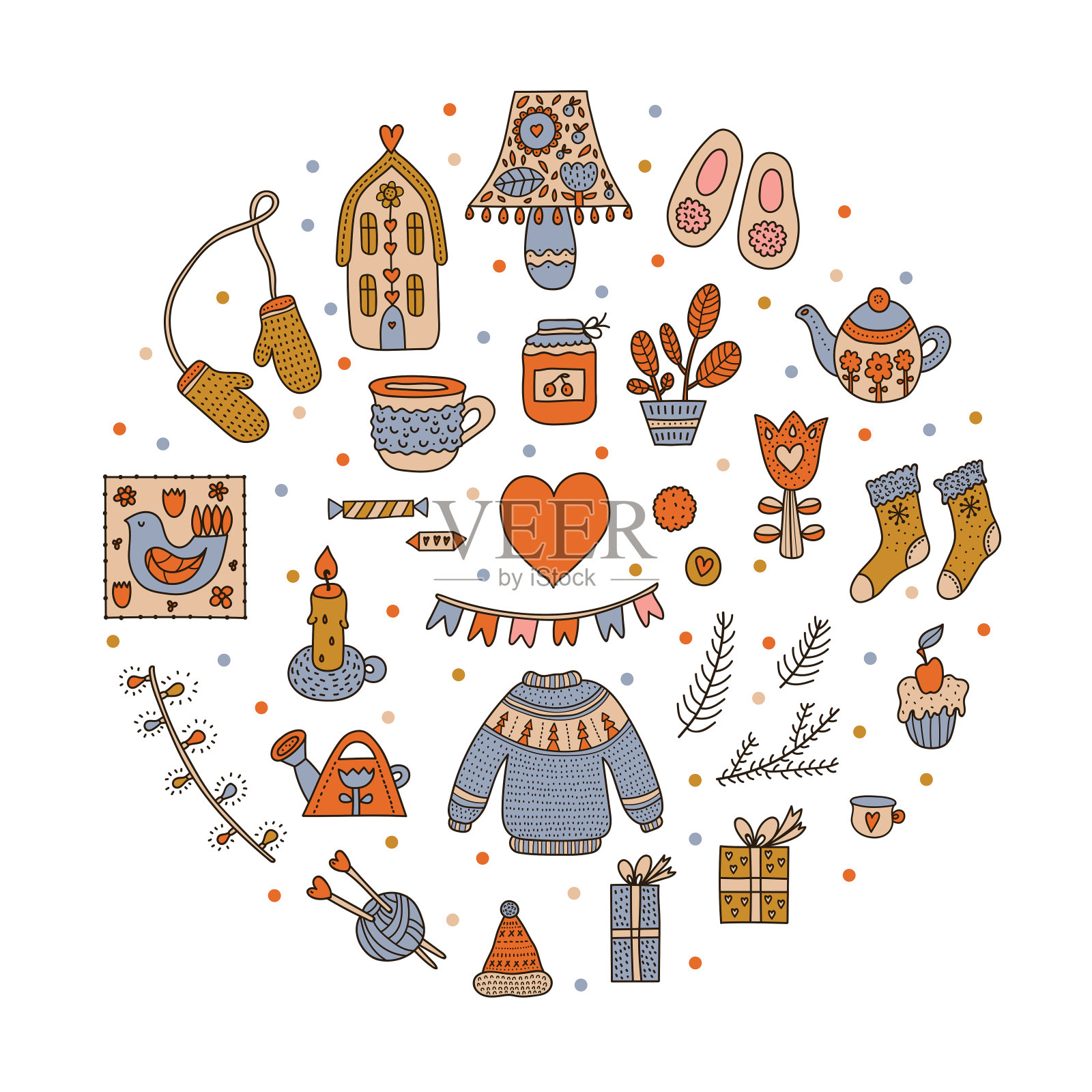 冬天的茶。插画图片素材